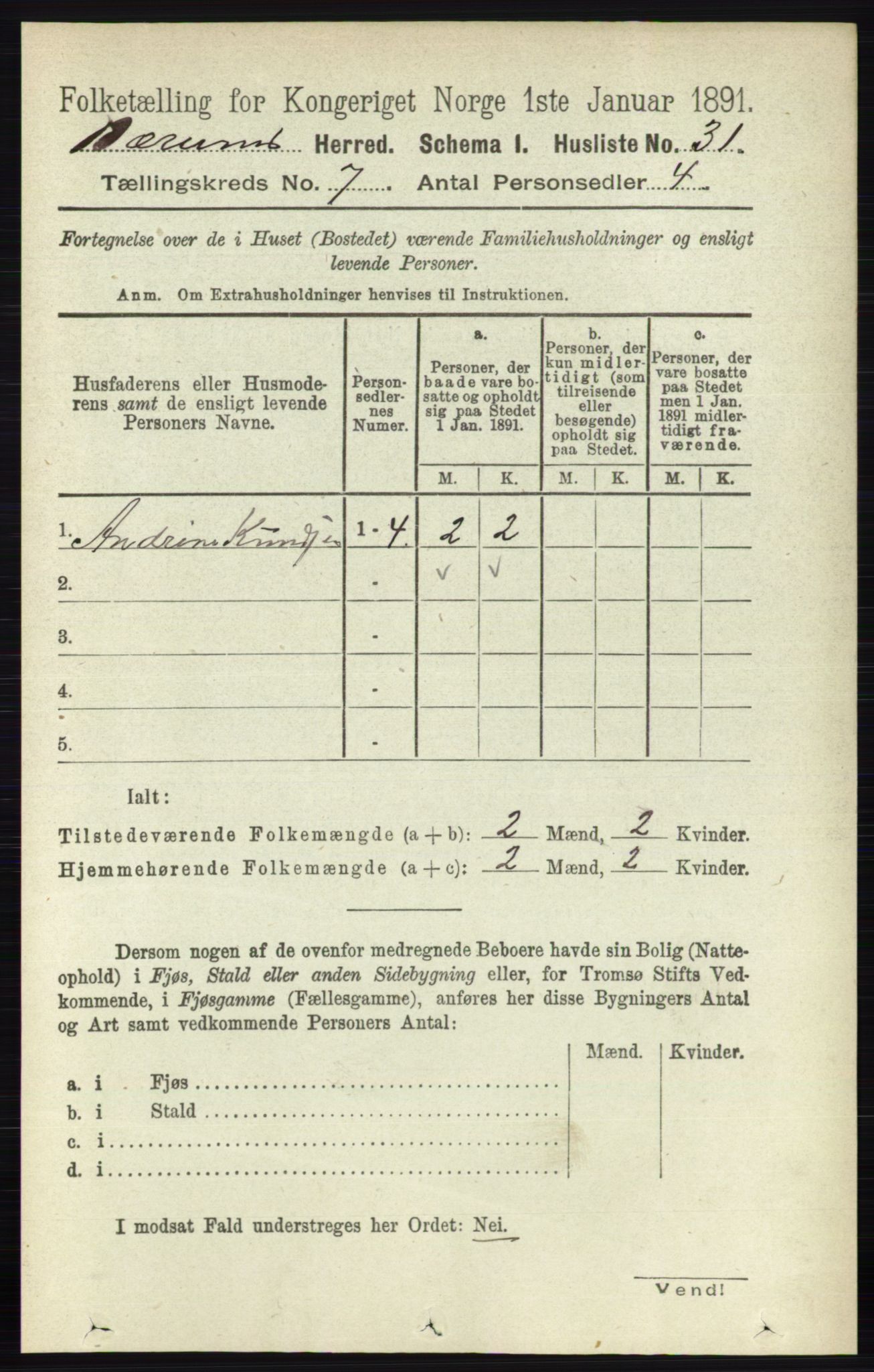 RA, 1891 census for 0219 Bærum, 1891, p. 4068