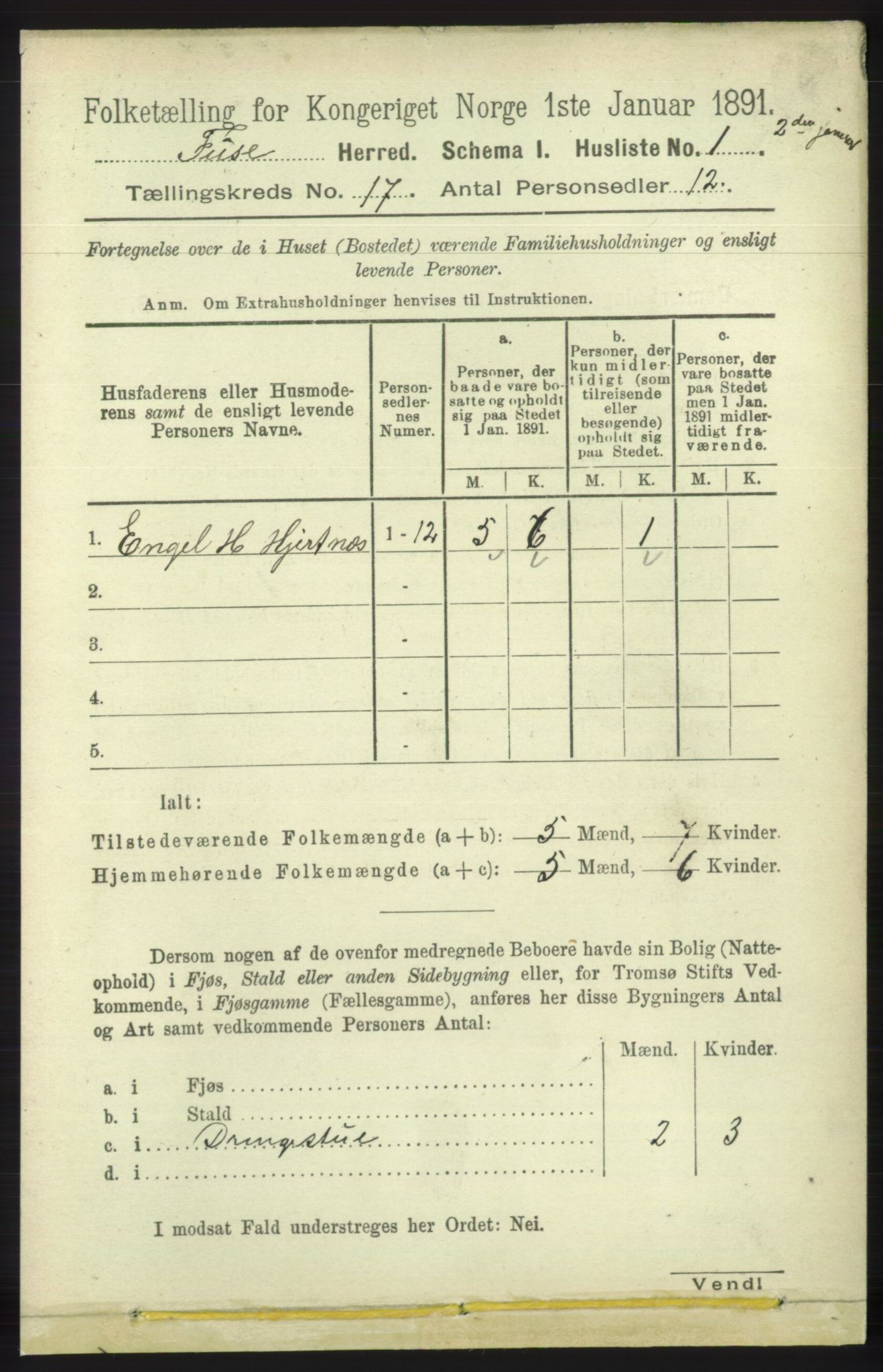 RA, 1891 census for 1241 Fusa, 1891, p. 3755