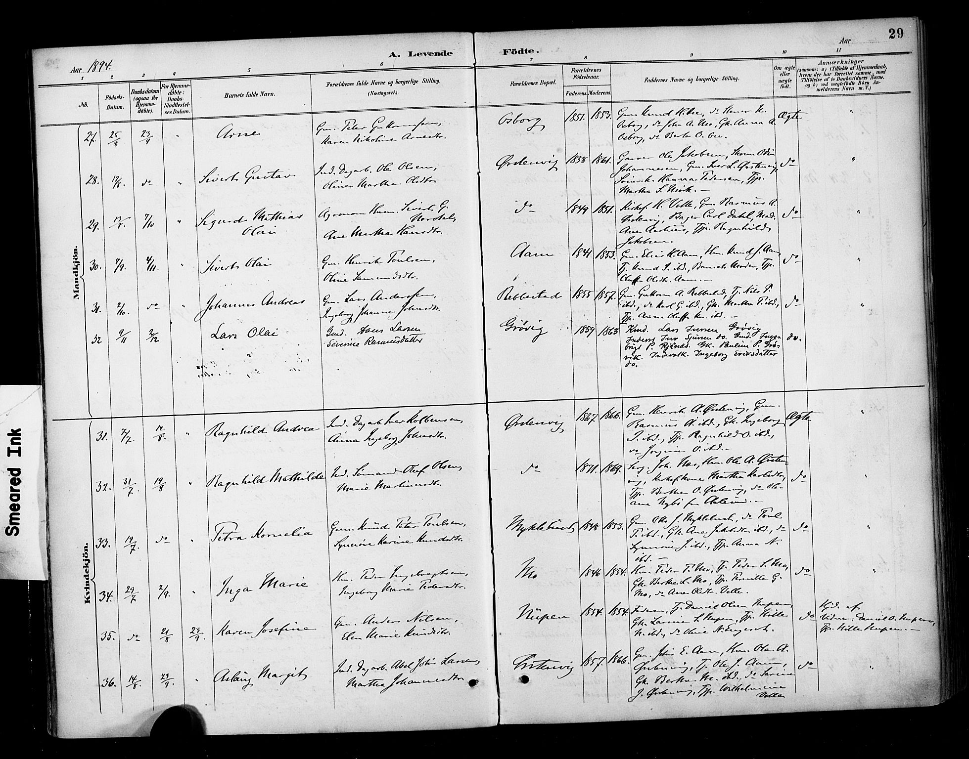 Ministerialprotokoller, klokkerbøker og fødselsregistre - Møre og Romsdal, AV/SAT-A-1454/513/L0177: Parish register (official) no. 513A04, 1890-1906, p. 29