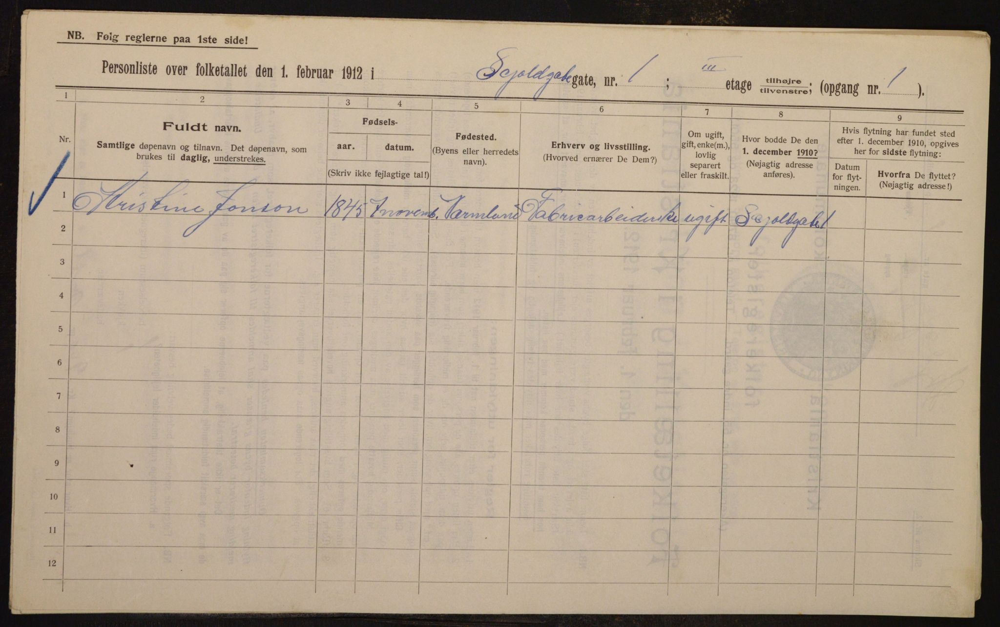 OBA, Municipal Census 1912 for Kristiania, 1912, p. 96452