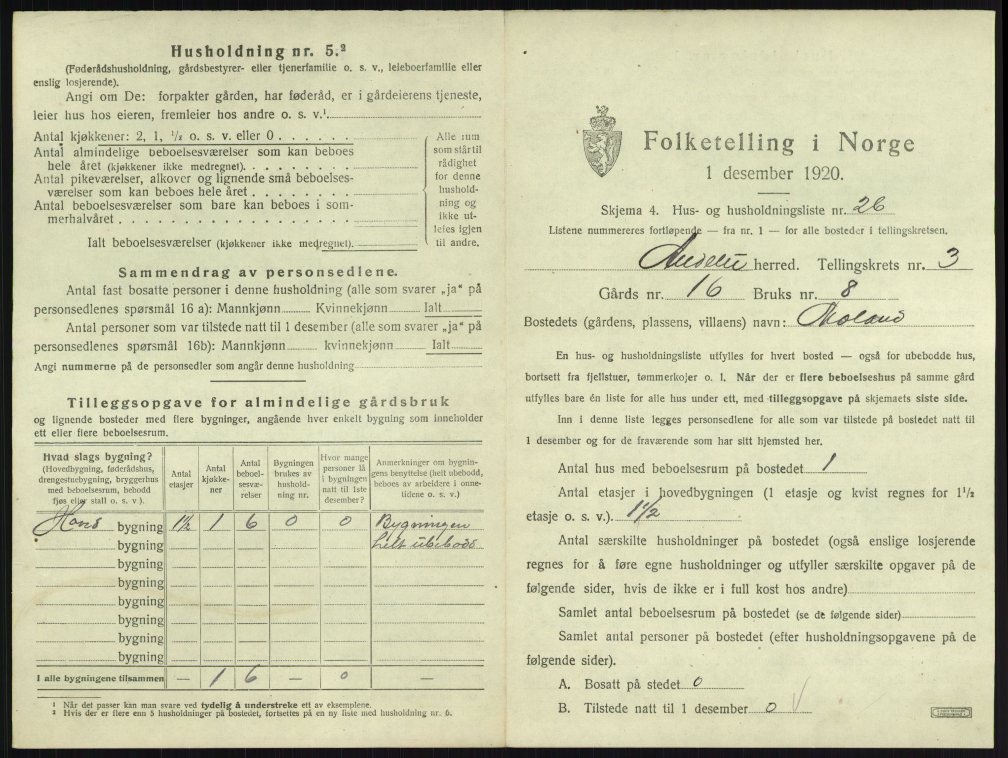SAKO, 1920 census for Andebu, 1920, p. 231