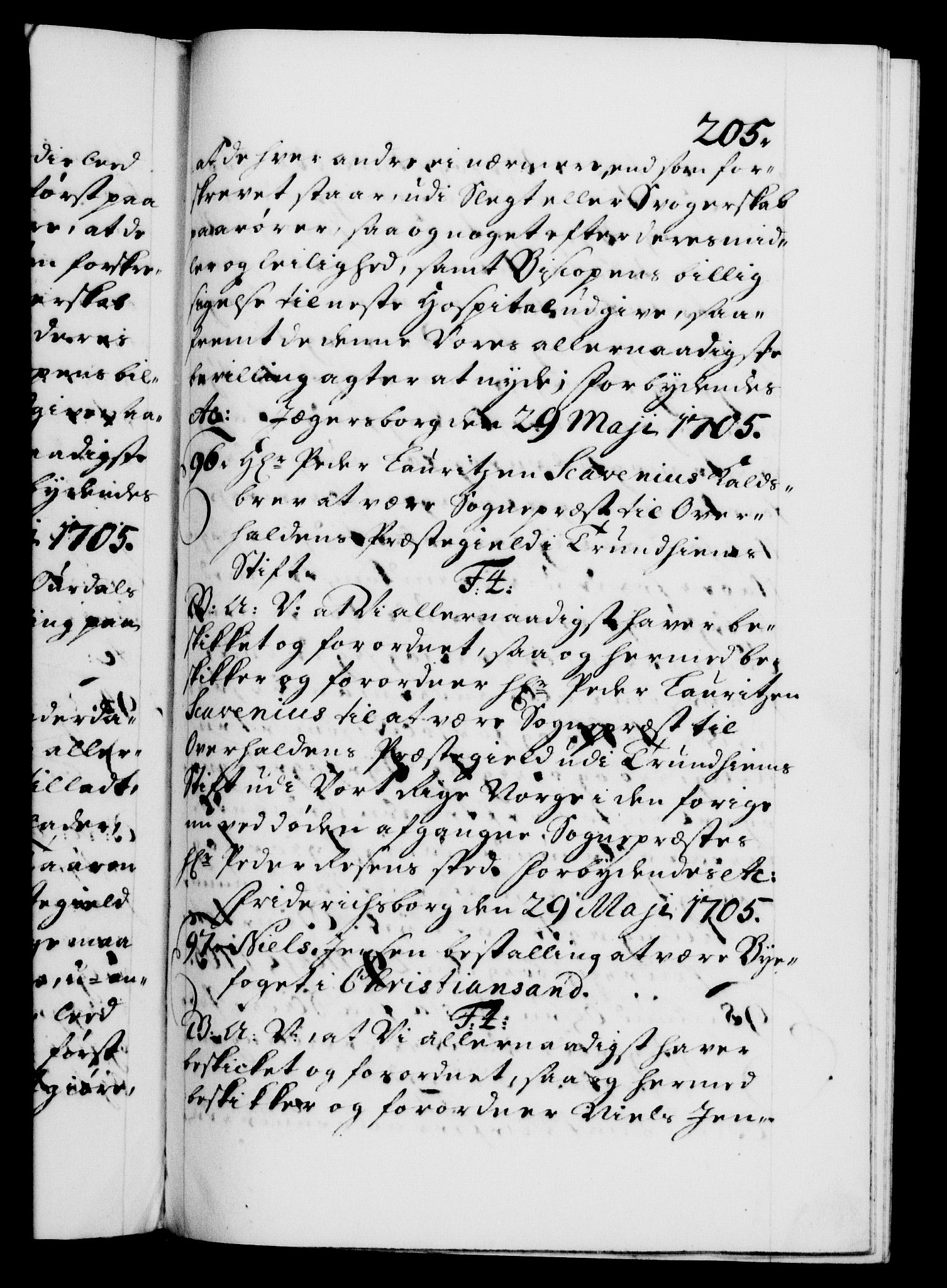 Danske Kanselli 1572-1799, RA/EA-3023/F/Fc/Fca/Fcaa/L0019: Norske registre, 1704-1707, p. 205a