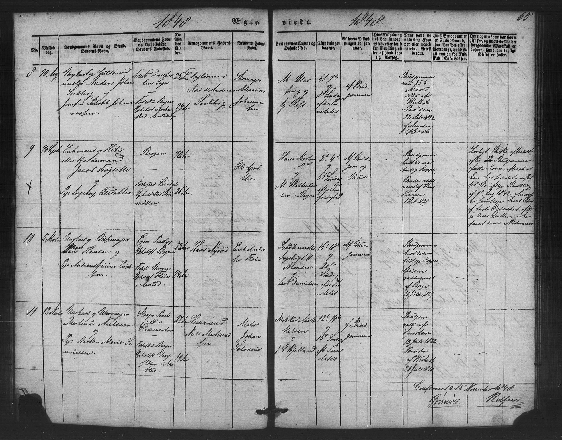 St. Jørgens hospital og Årstad sokneprestembete, AV/SAB-A-99934: Parish register (copy) no. A 5, 1844-1871, p. 65