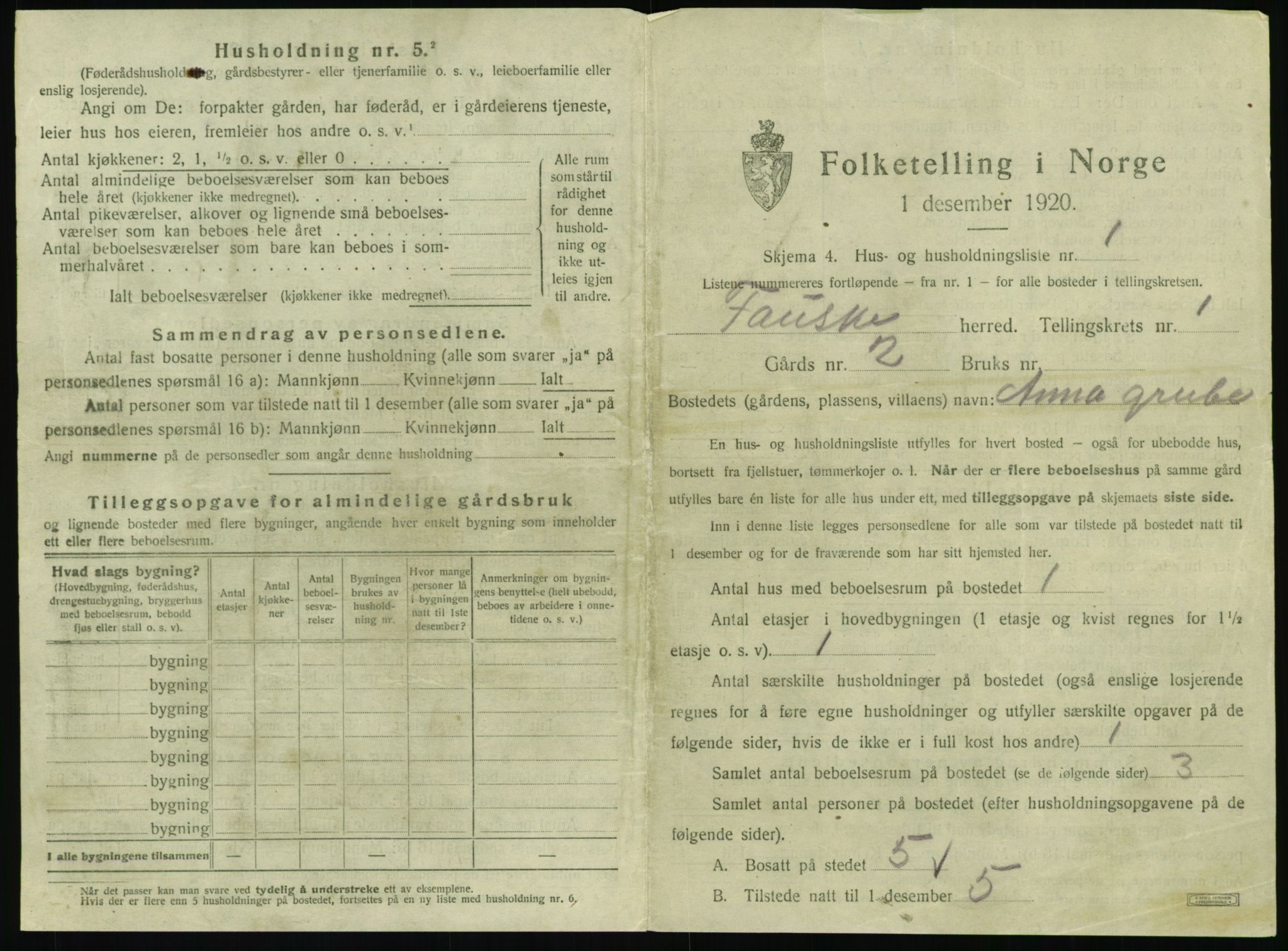 SAT, 1920 census for Fauske, 1920, p. 94