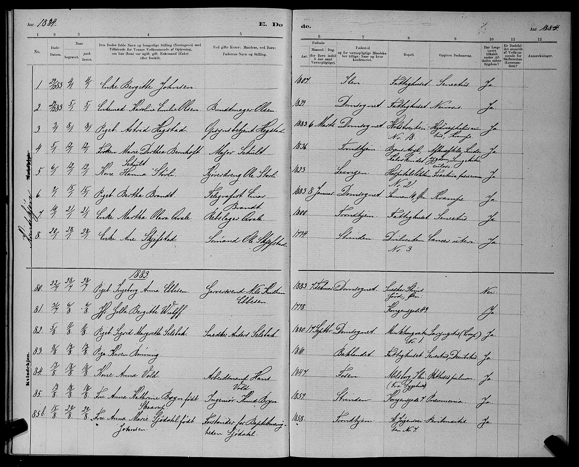 Ministerialprotokoller, klokkerbøker og fødselsregistre - Sør-Trøndelag, AV/SAT-A-1456/601/L0093: Parish register (copy) no. 601C11, 1882-1898