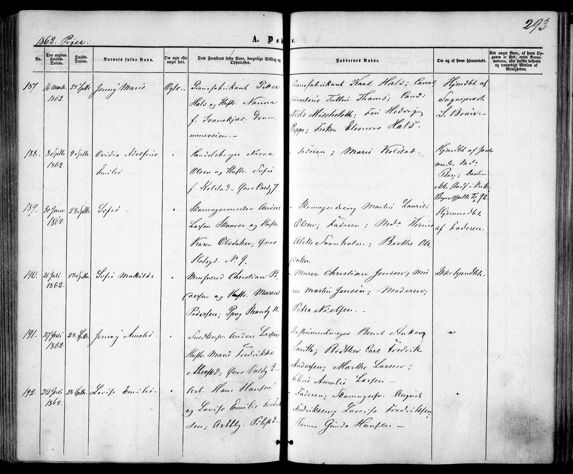 Trefoldighet prestekontor Kirkebøker, AV/SAO-A-10882/F/Fa/L0001: Parish register (official) no. I 1, 1858-1863, p. 293