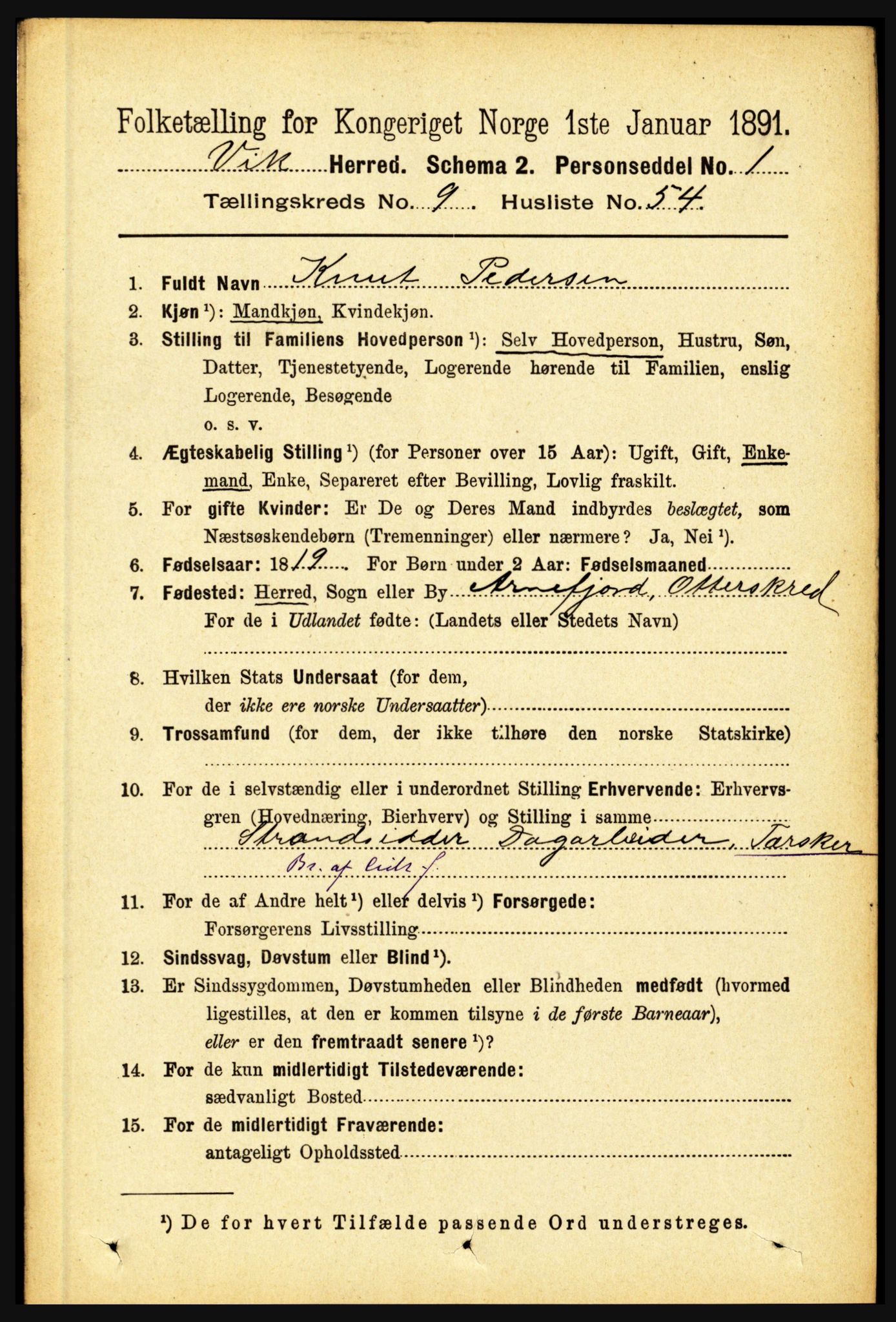 RA, 1891 census for 1417 Vik, 1891, p. 4305