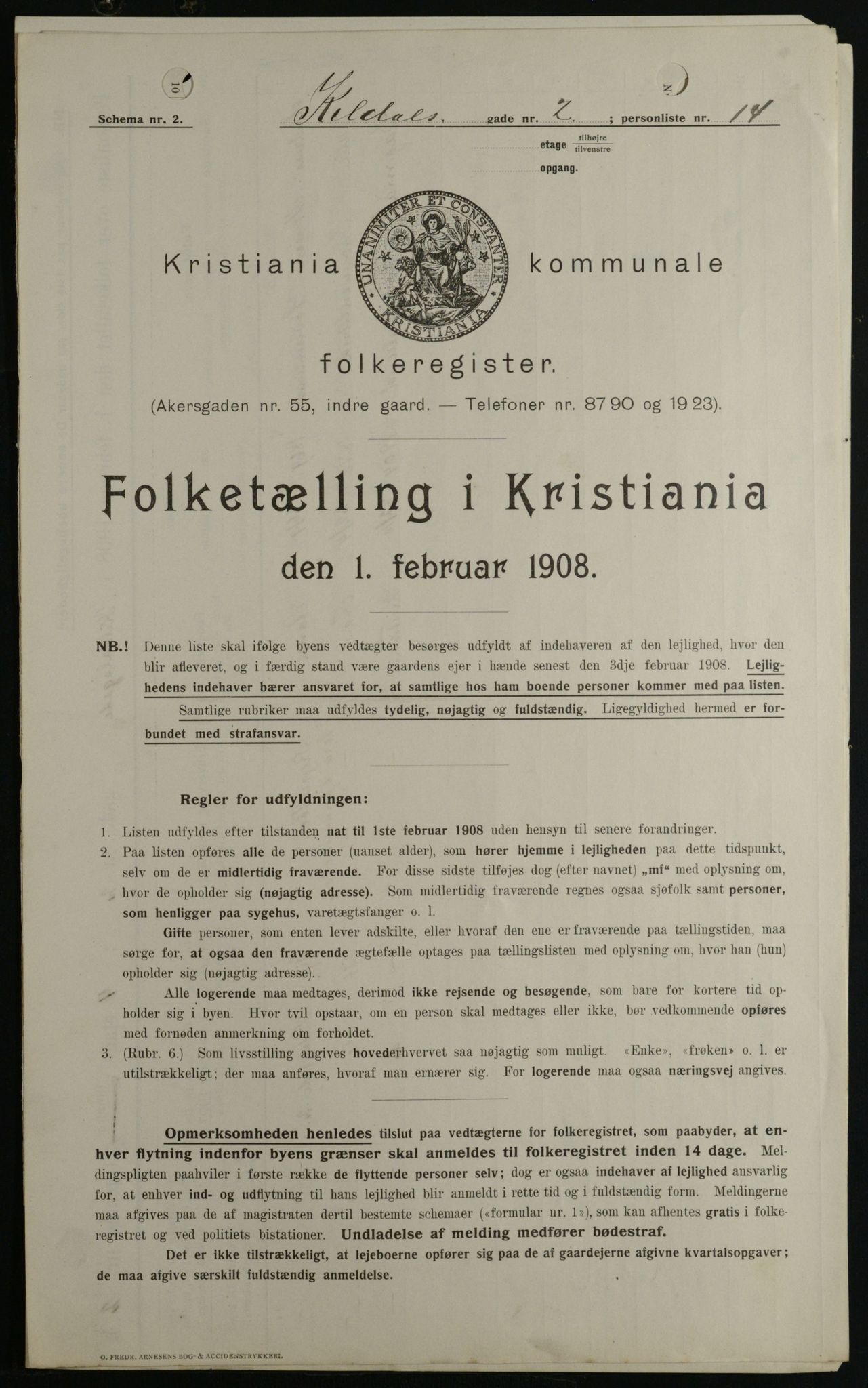 OBA, Municipal Census 1908 for Kristiania, 1908, p. 44306