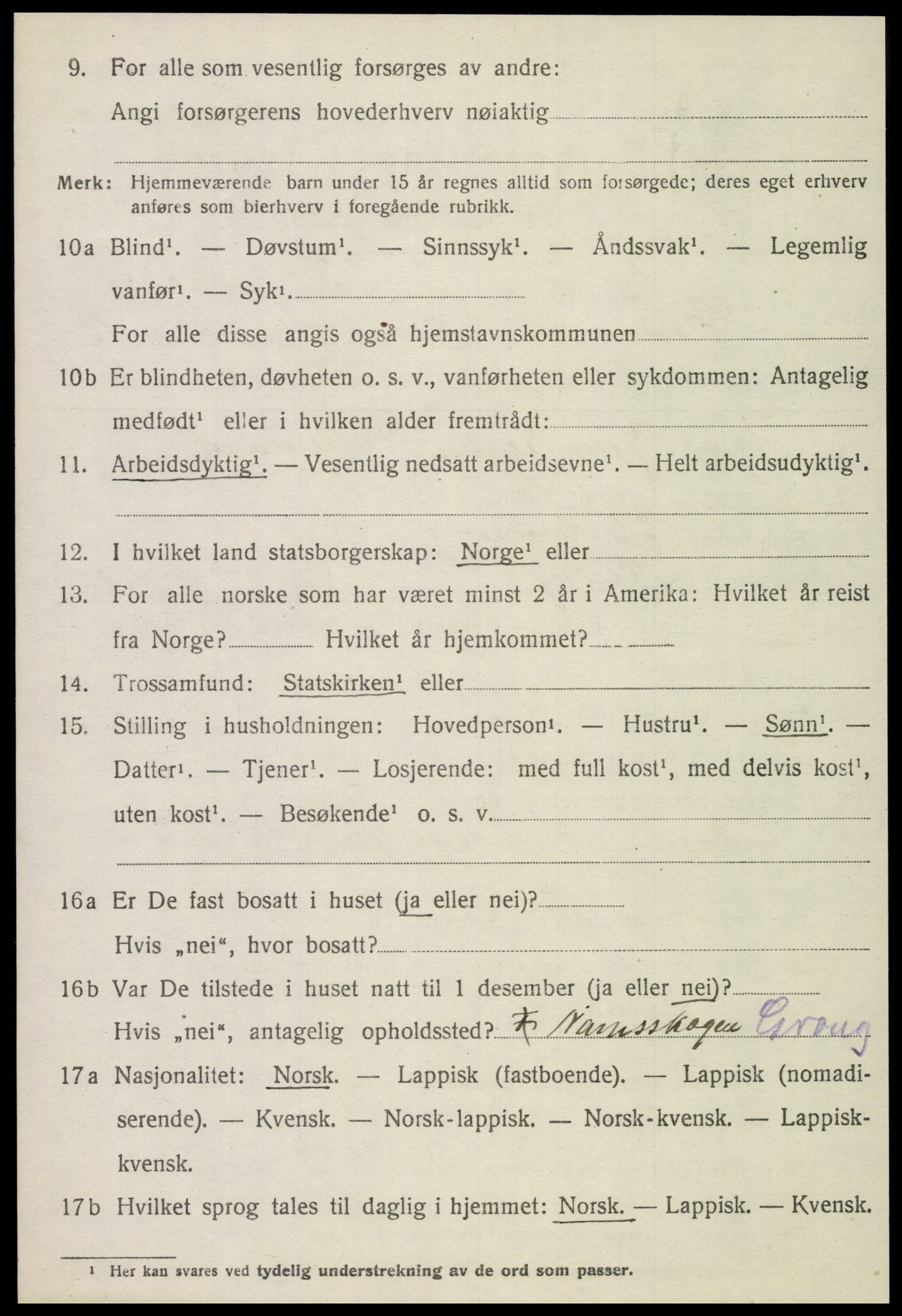 SAT, 1920 census for Grong, 1920, p. 6530