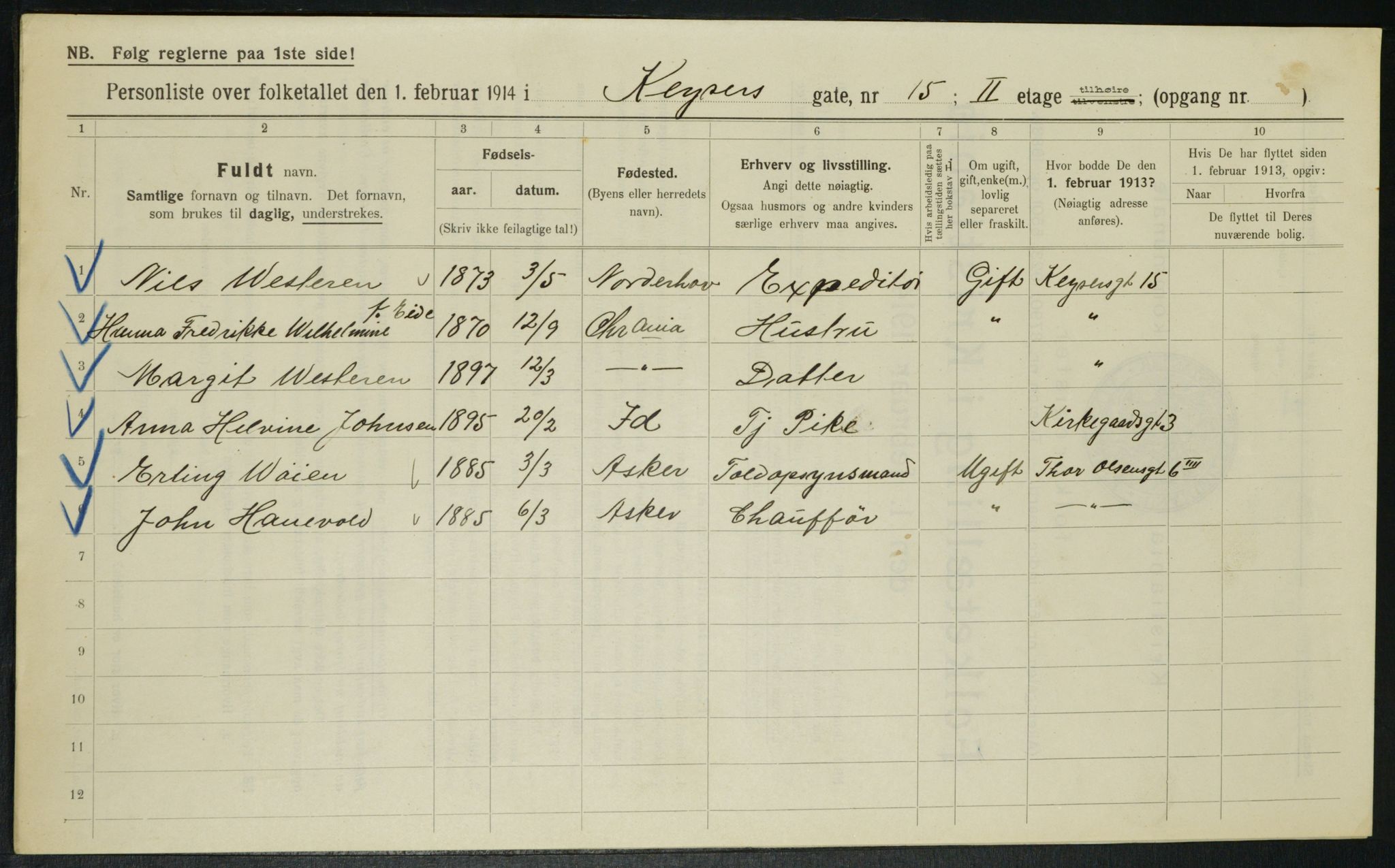 OBA, Municipal Census 1914 for Kristiania, 1914, p. 49365