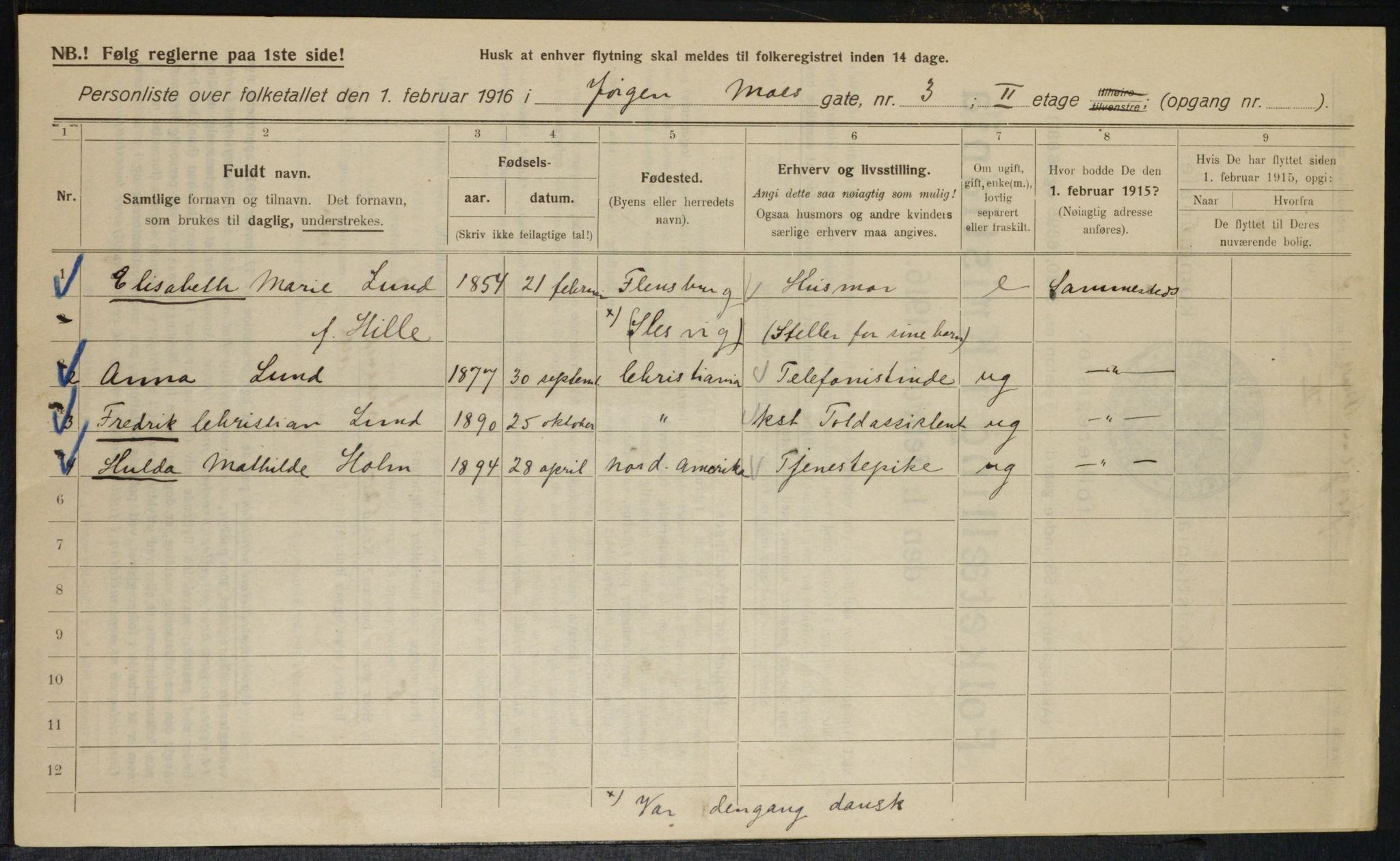 OBA, Municipal Census 1916 for Kristiania, 1916, p. 48843