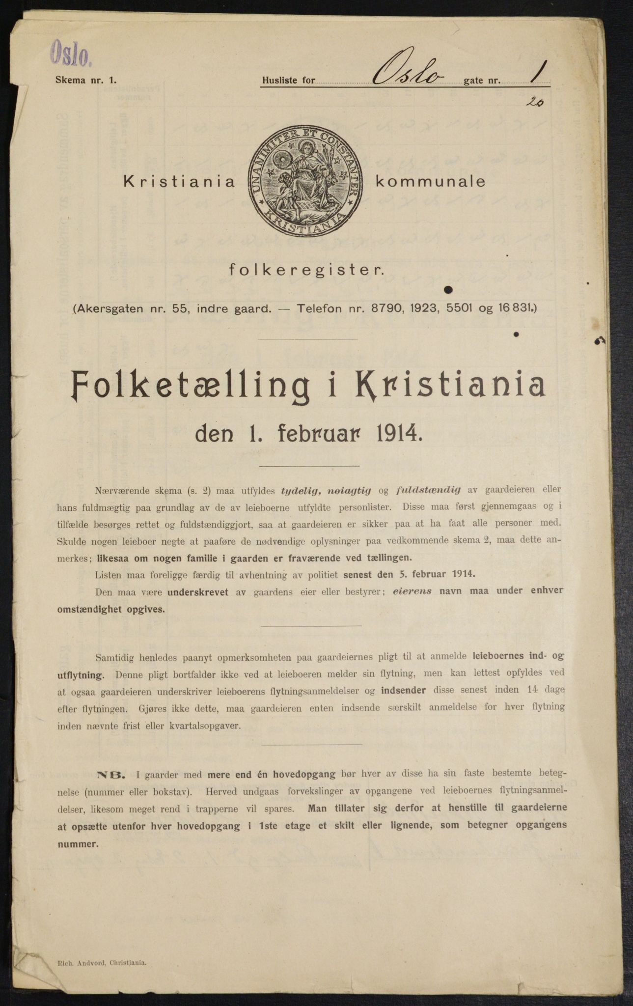 OBA, Municipal Census 1914 for Kristiania, 1914, p. 77011