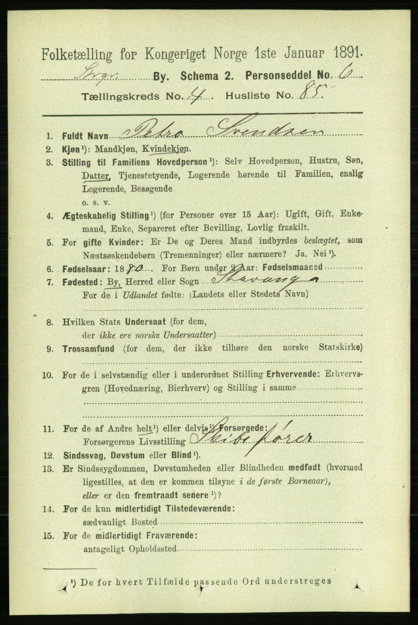 RA, 1891 census for 1103 Stavanger, 1891, p. 8573