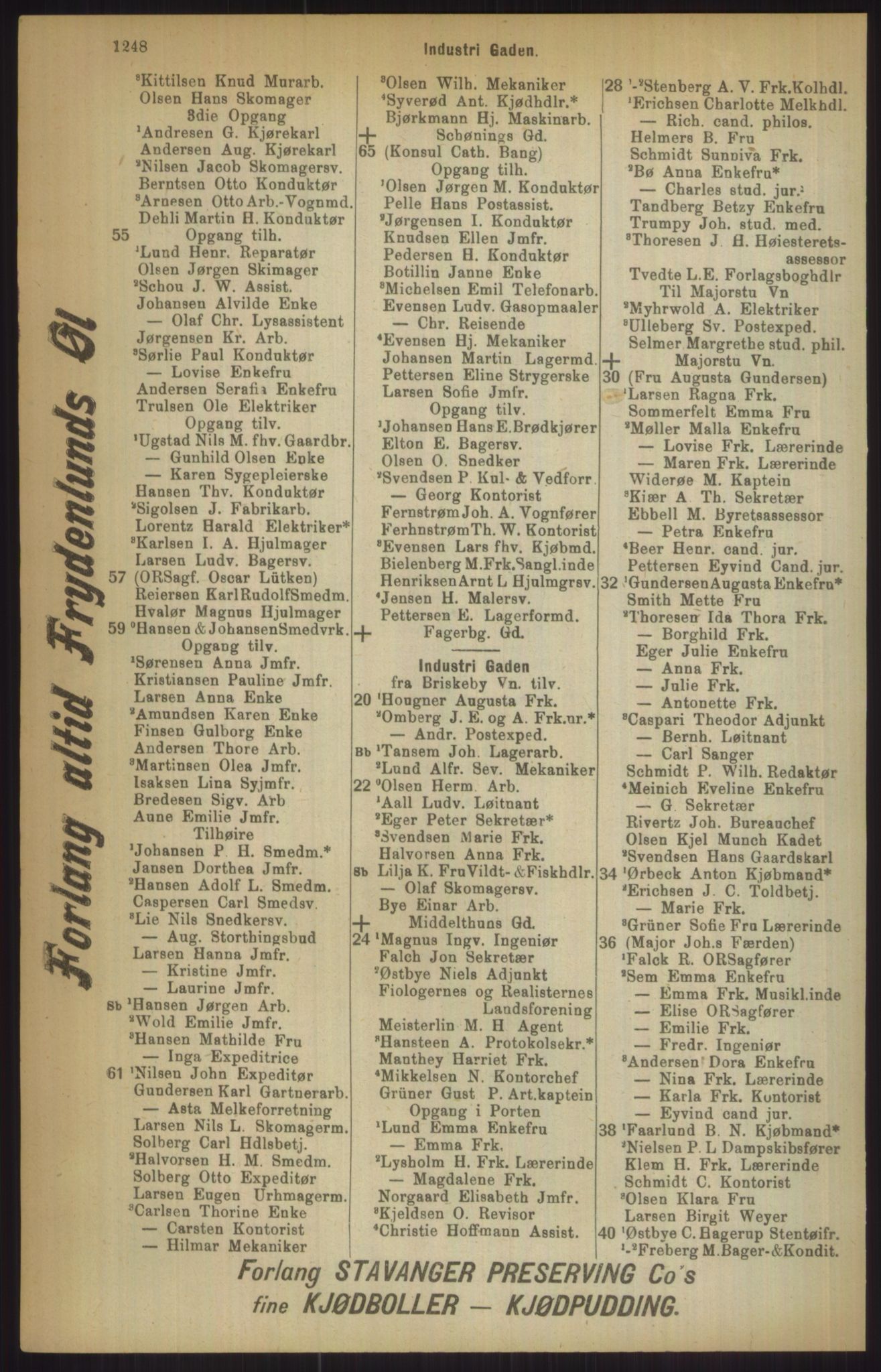 Kristiania/Oslo adressebok, PUBL/-, 1911, p. 1248