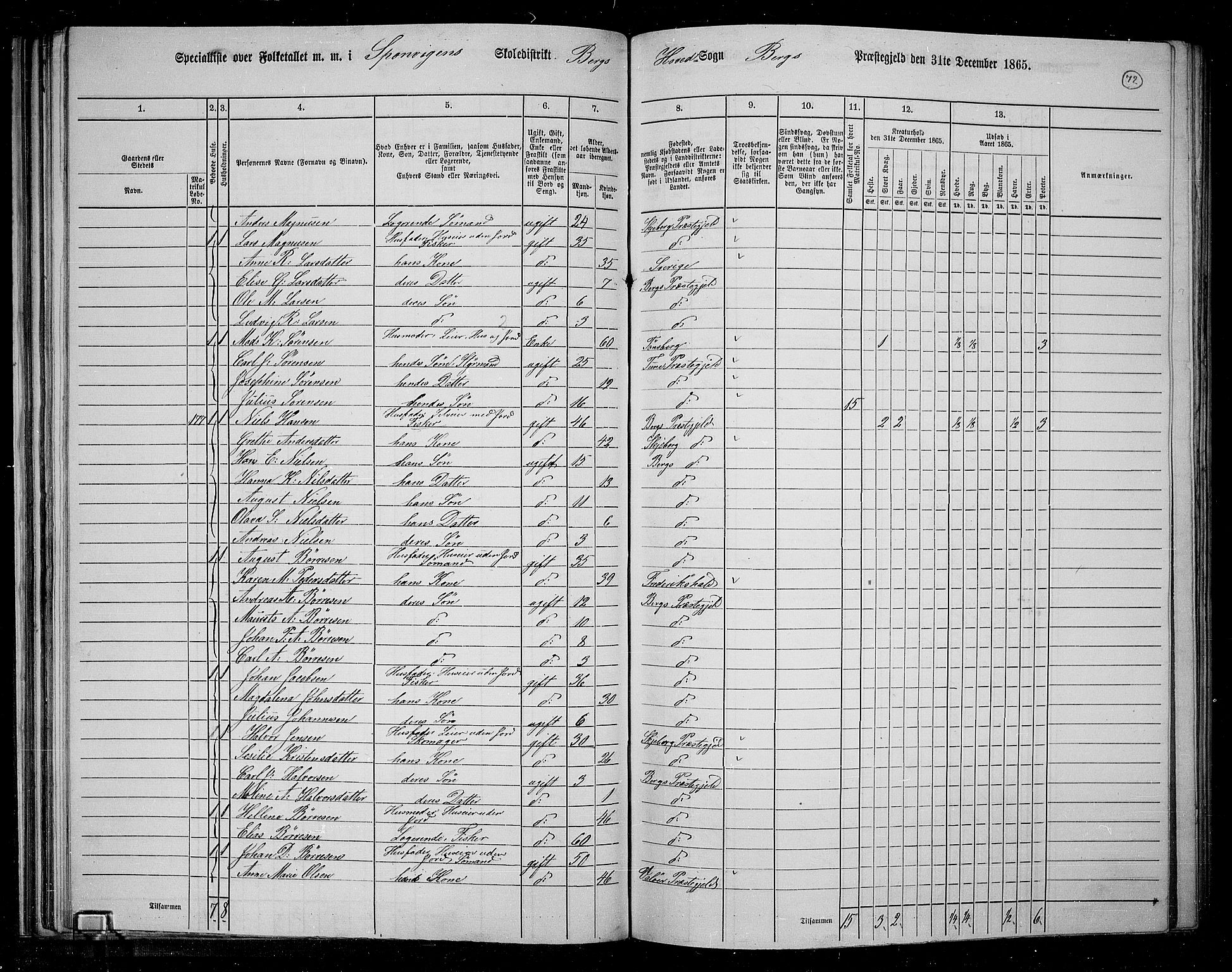 RA, 1865 census for Berg, 1865, p. 65