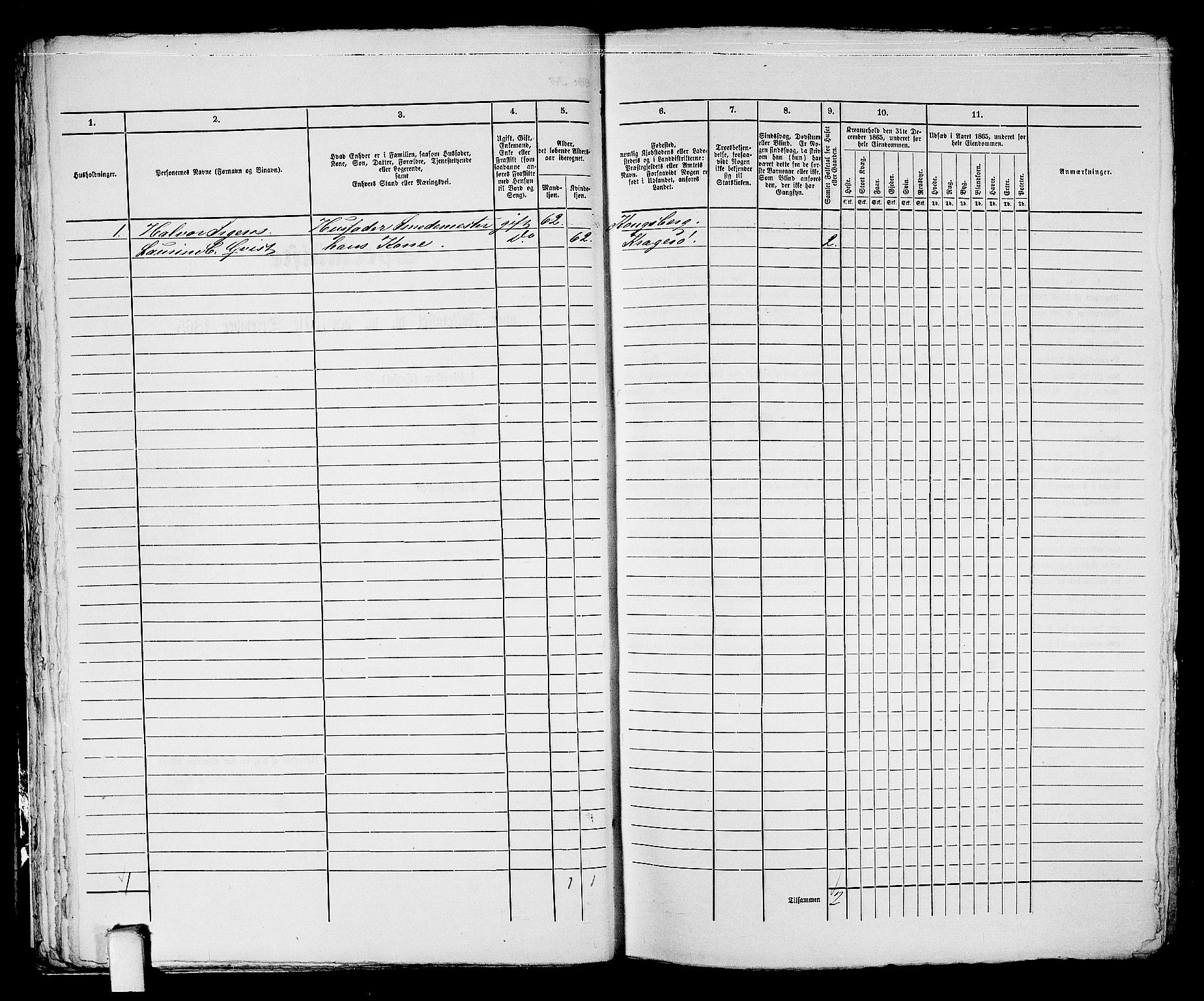 RA, 1865 census for Kragerø/Kragerø, 1865, p. 654