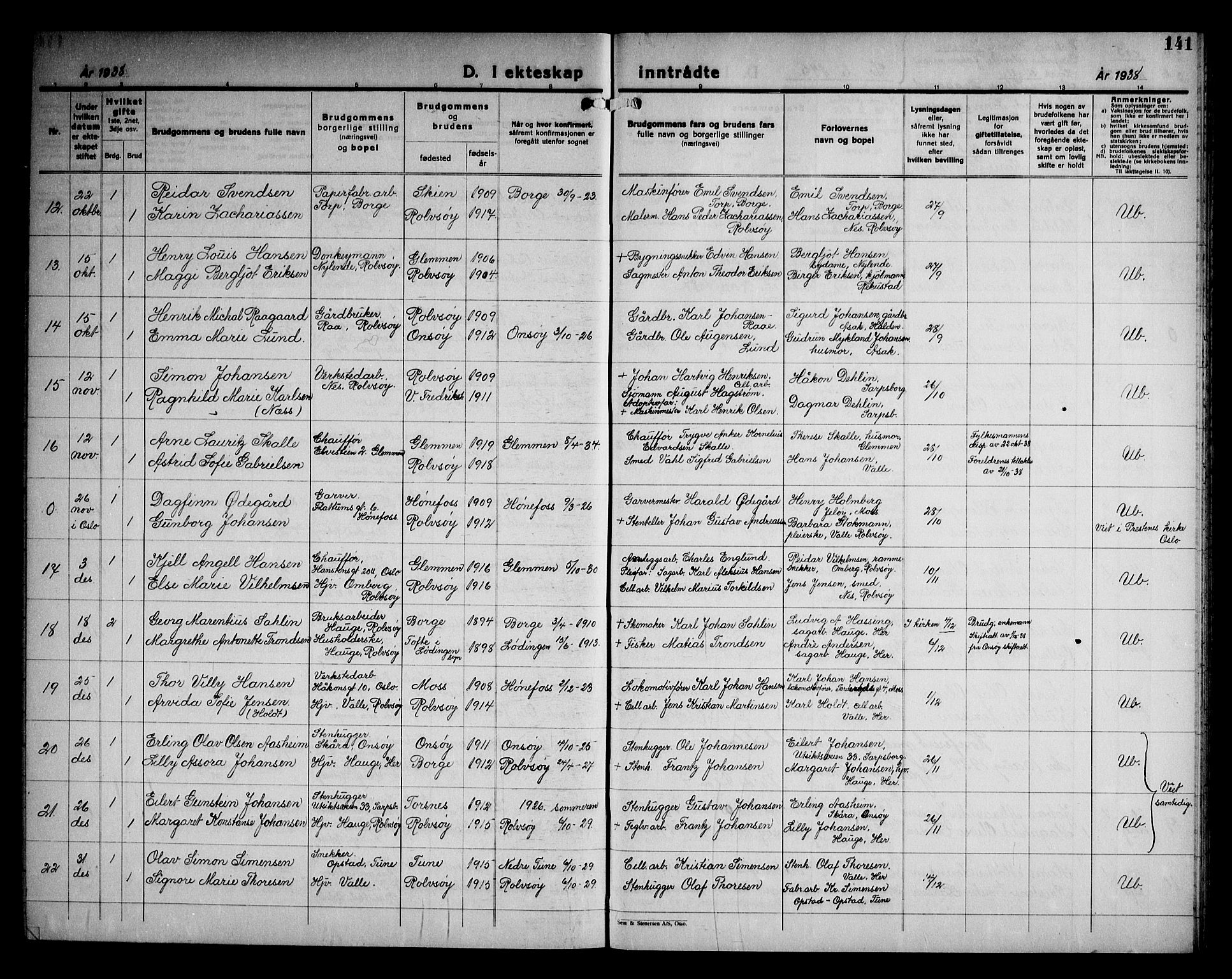 Rolvsøy prestekontor Kirkebøker, AV/SAO-A-2004/G/Ga/L0003: Parish register (copy) no. 3, 1935-1947, p. 141