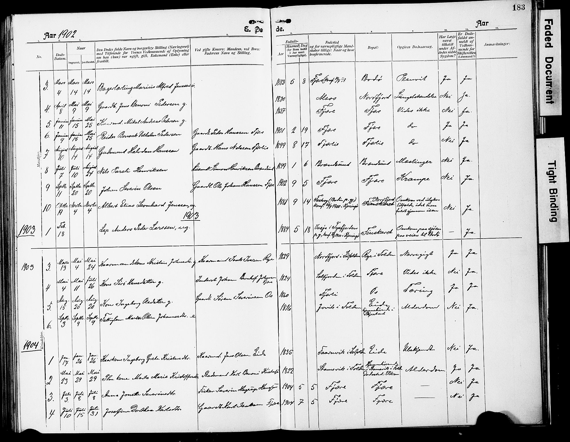 Ministerialprotokoller, klokkerbøker og fødselsregistre - Nordland, AV/SAT-A-1459/803/L0077: Parish register (copy) no. 803C04, 1897-1930, p. 183