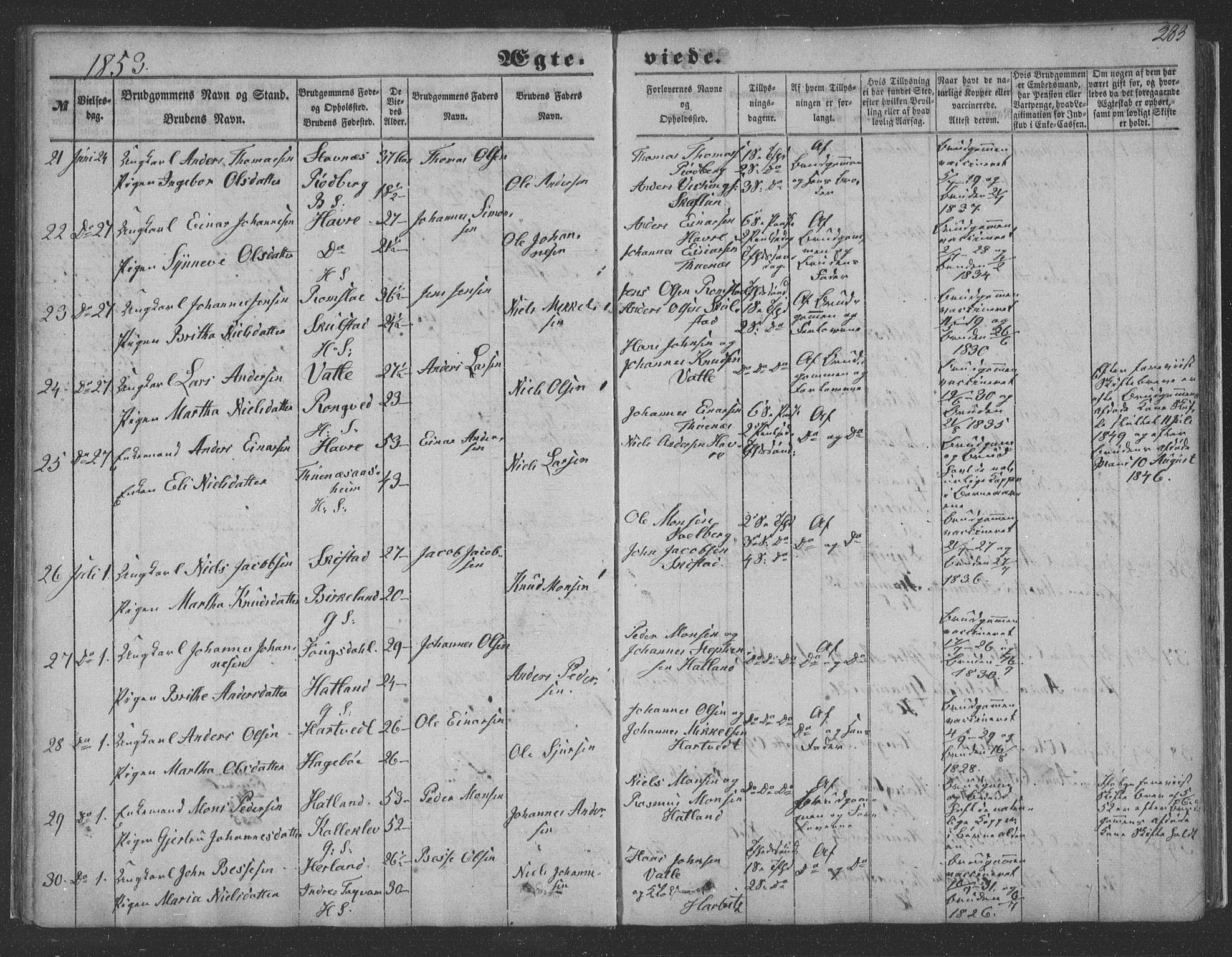 Haus sokneprestembete, AV/SAB-A-75601/H/Haa: Parish register (official) no. A 16 II, 1848-1857, p. 283