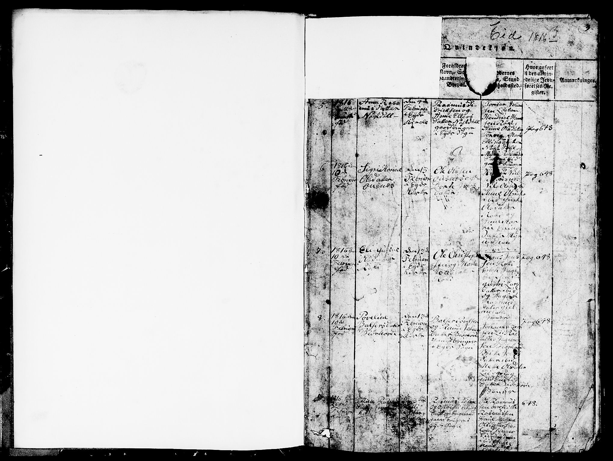 Eid sokneprestembete, SAB/A-82301/H/Hab/Haba/L0001: Parish register (copy) no. A 1, 1816-1862, p. 2-3