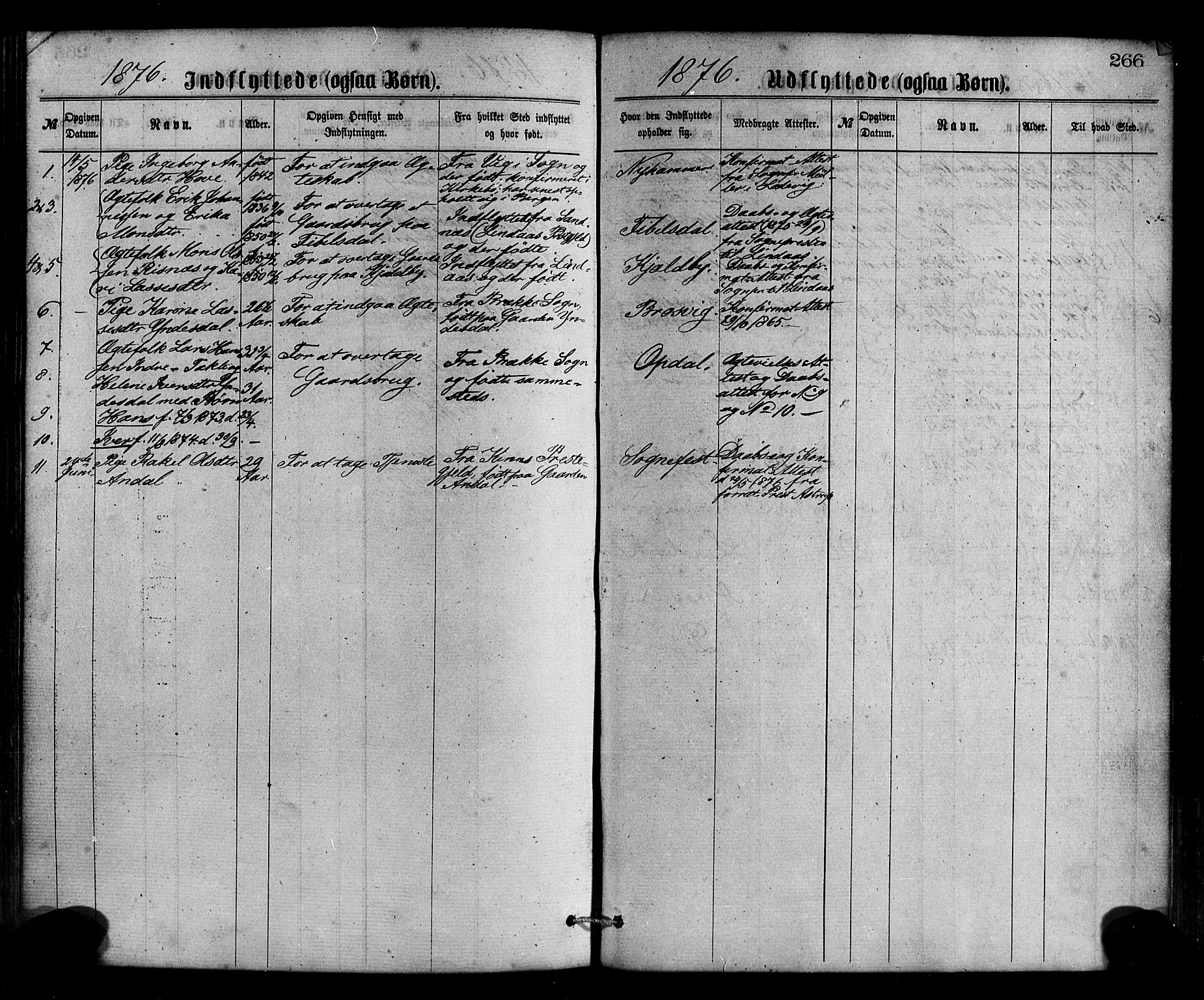 Gulen sokneprestembete, AV/SAB-A-80201/H/Haa/Haaa/L0023: Parish register (official) no. A 23, 1870-1880, p. 266