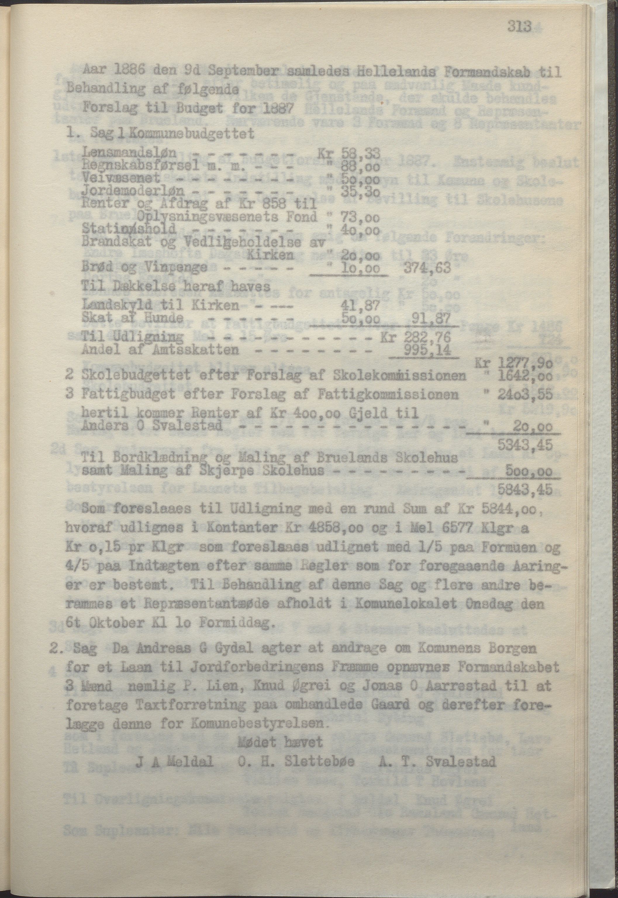 Helleland kommune - Formannskapet, IKAR/K-100479/A/Ab/L0002: Avskrift av møtebok, 1866-1887, p. 313