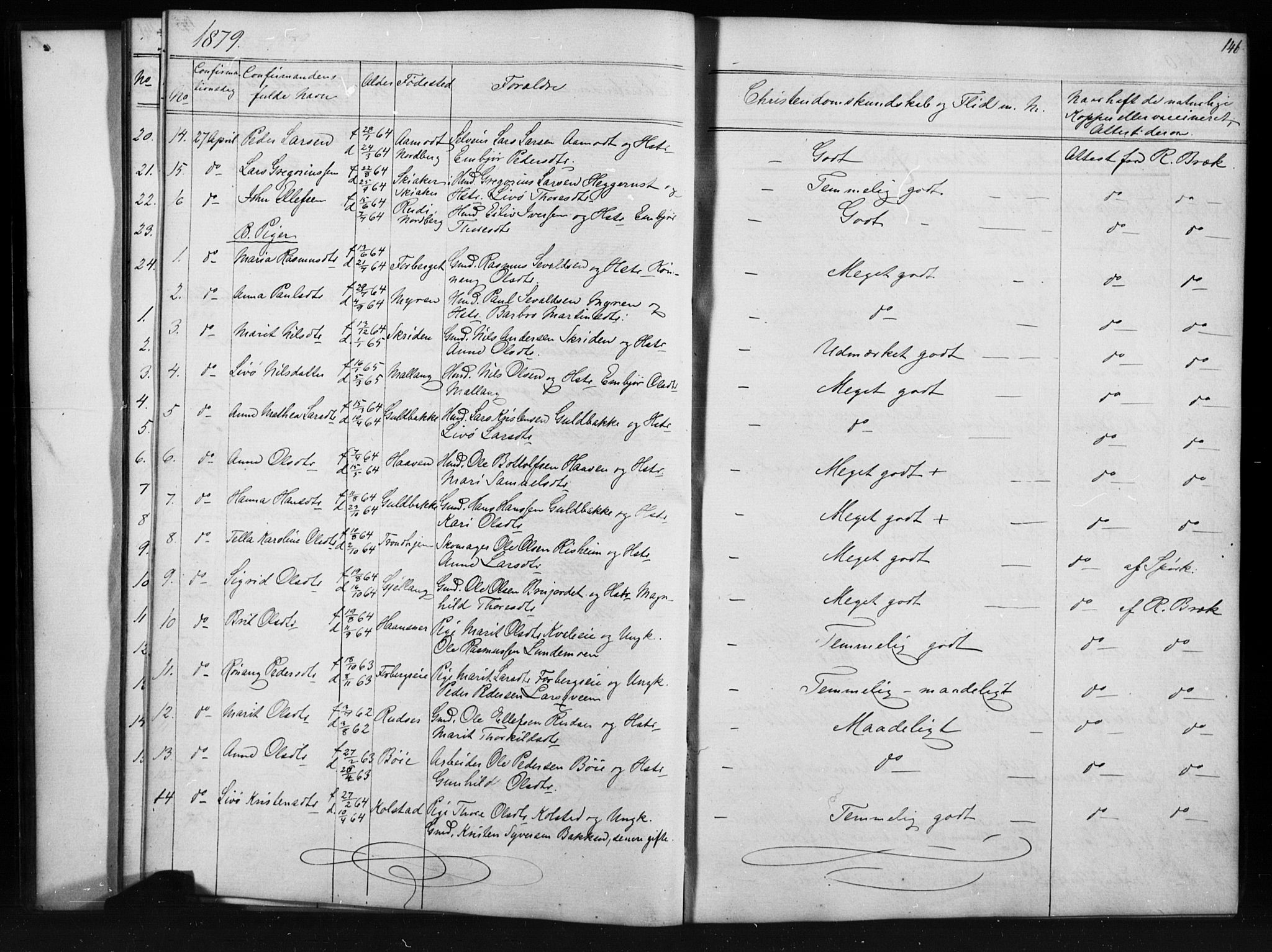Skjåk prestekontor, SAH/PREST-072/H/Ha/Hab/L0001: Parish register (copy) no. 1, 1865-1893, p. 146