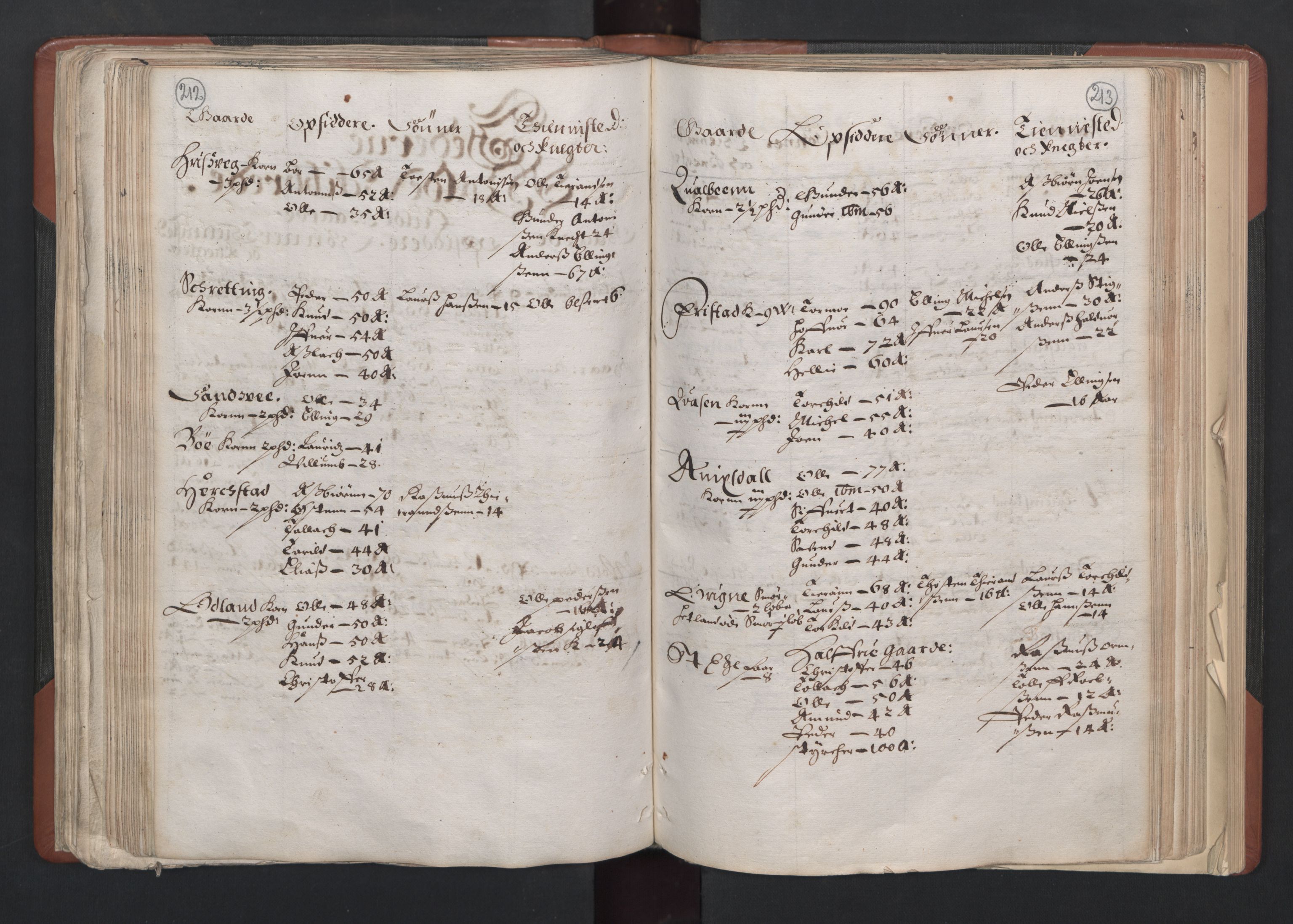 RA, Bailiff's Census 1664-1666, no. 11: Jæren and Dalane fogderi, 1664, p. 212-213