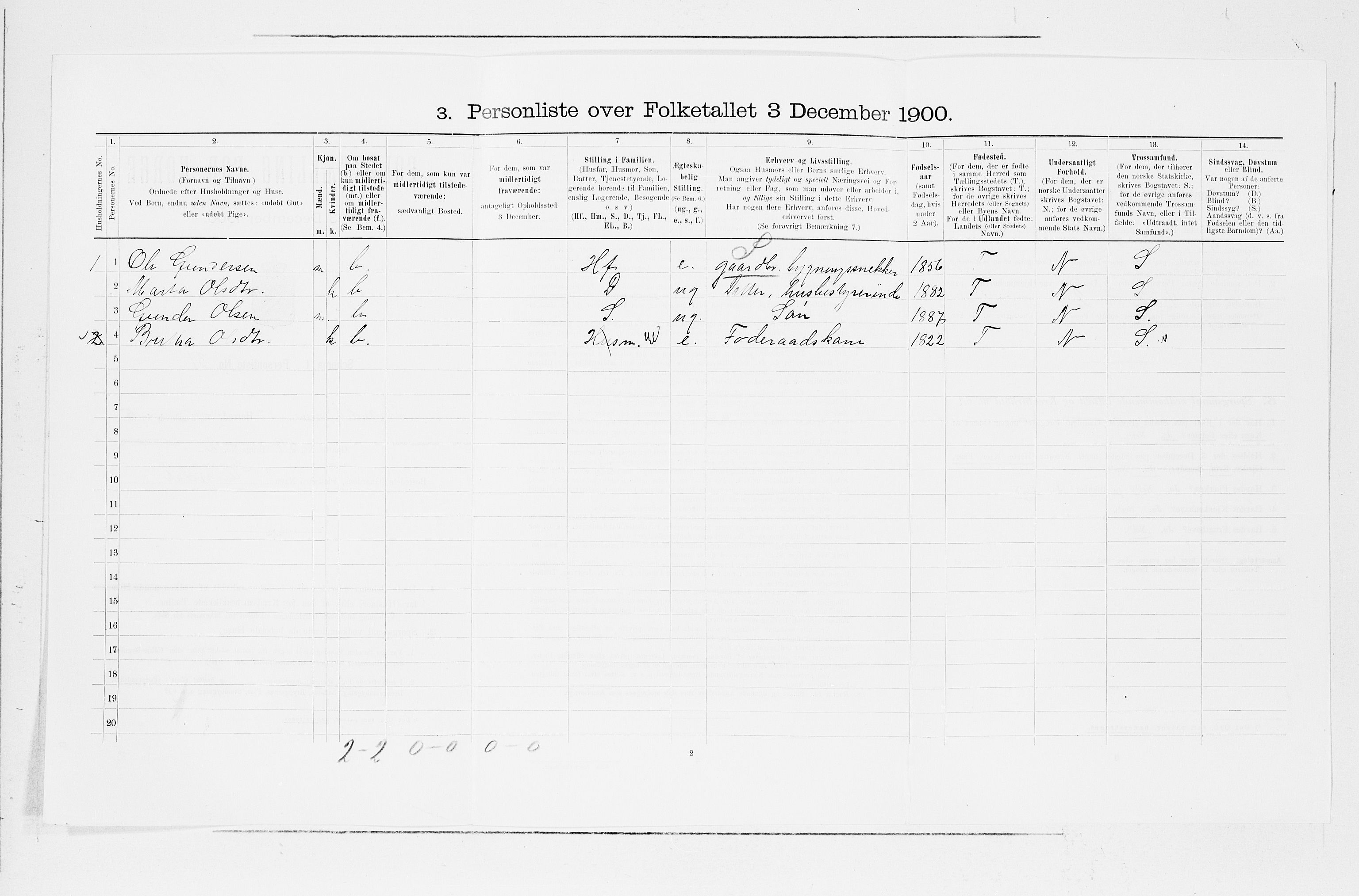 SAB, 1900 census for Strandebarm og Varaldsøy, 1900, p. 698