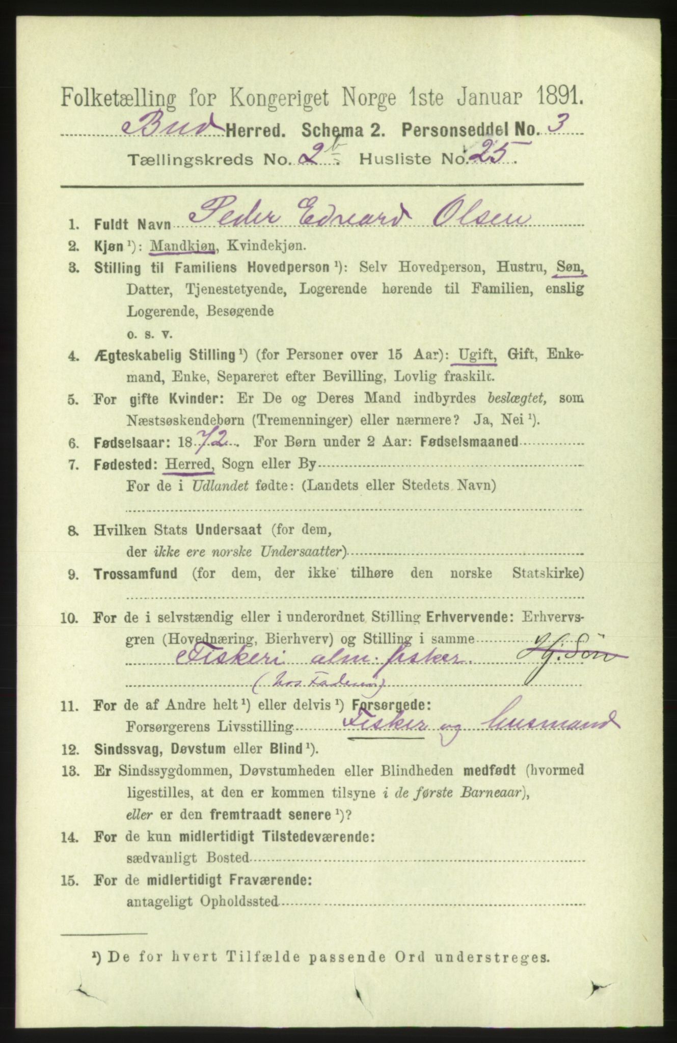 RA, 1891 census for 1549 Bud, 1891, p. 1375