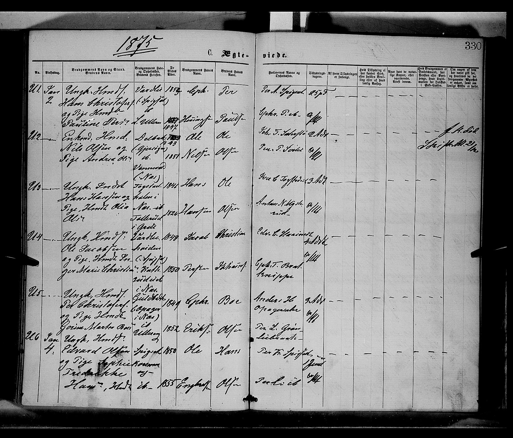 Sør-Odal prestekontor, AV/SAH-PREST-030/H/Ha/Haa/L0004: Parish register (official) no. 4, 1870-1875, p. 330