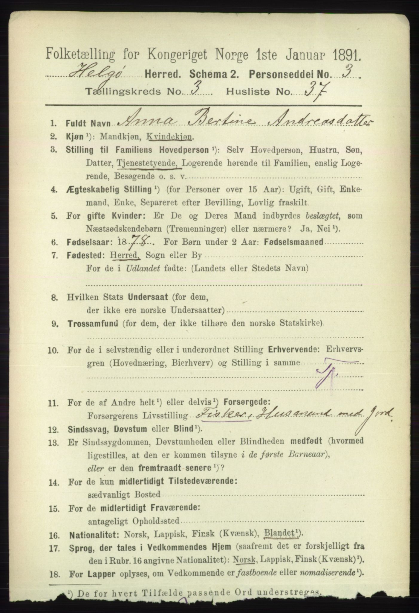 RA, 1891 census for 1935 Helgøy, 1891, p. 975