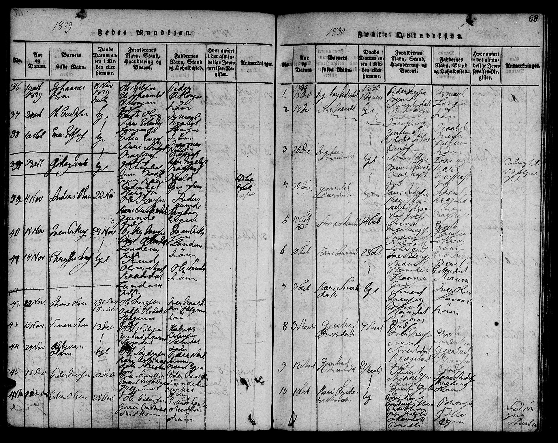 Ministerialprotokoller, klokkerbøker og fødselsregistre - Sør-Trøndelag, SAT/A-1456/692/L1102: Parish register (official) no. 692A02, 1816-1842, p. 68