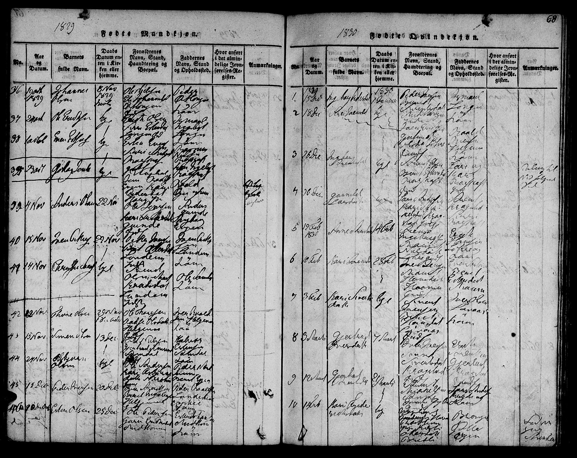 Ministerialprotokoller, klokkerbøker og fødselsregistre - Sør-Trøndelag, AV/SAT-A-1456/692/L1102: Parish register (official) no. 692A02, 1816-1842, p. 68