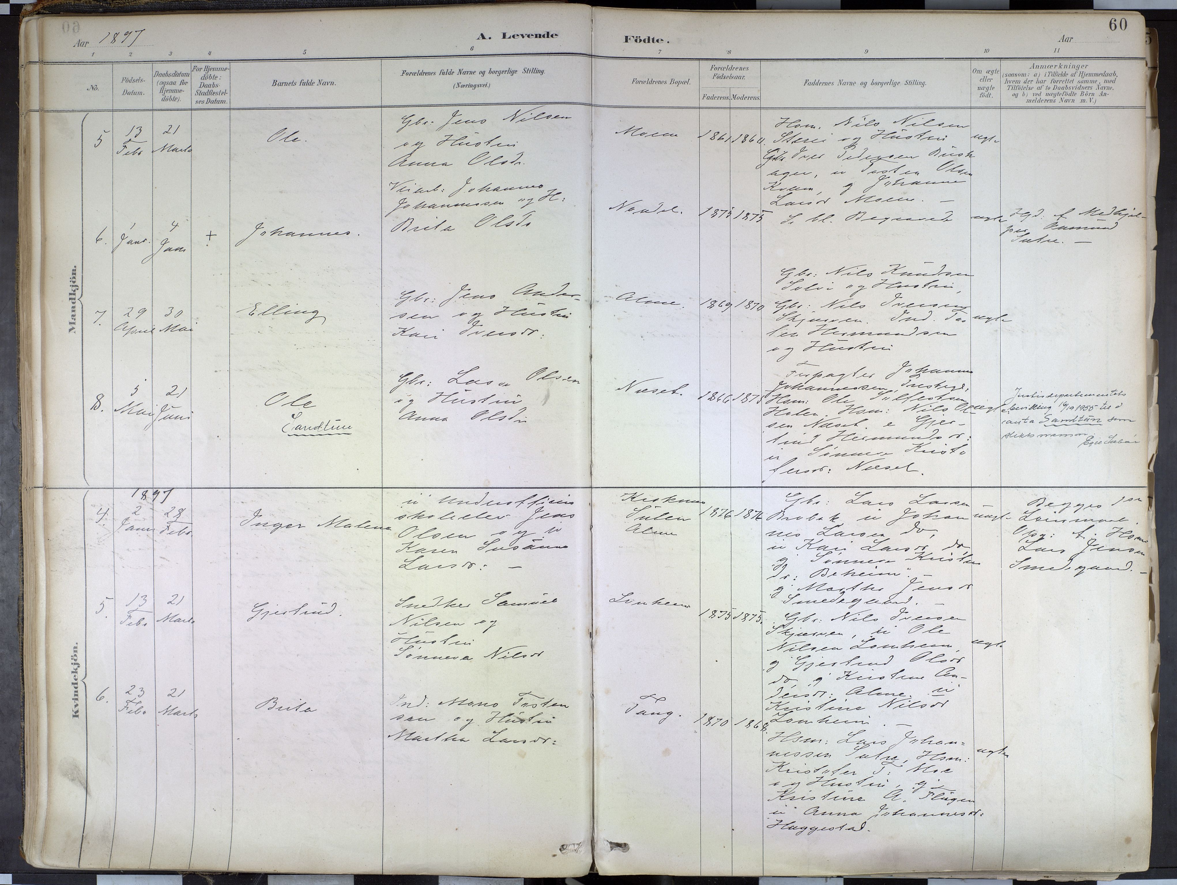 Hafslo sokneprestembete, AV/SAB-A-80301/H/Haa/Haab/L0001: Parish register (official) no. B 1, 1886-1945, p. 60