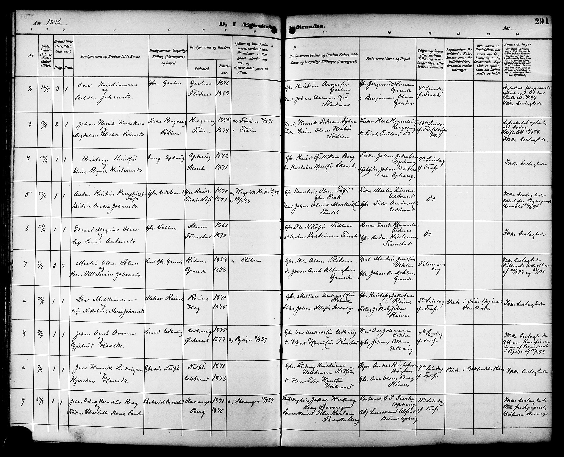 Ministerialprotokoller, klokkerbøker og fødselsregistre - Sør-Trøndelag, SAT/A-1456/659/L0746: Parish register (copy) no. 659C03, 1893-1912, p. 291