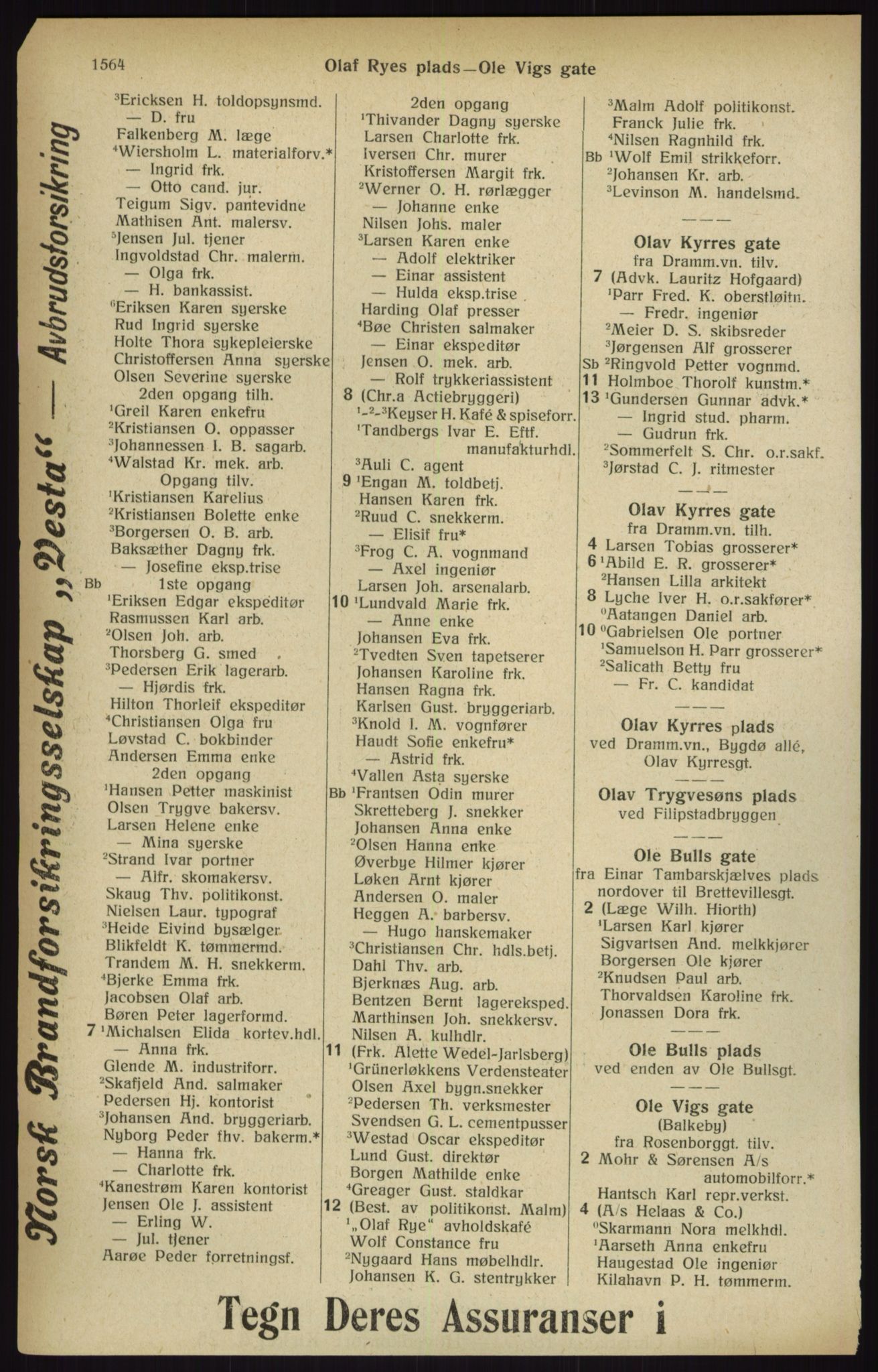 Kristiania/Oslo adressebok, PUBL/-, 1916, p. 1564