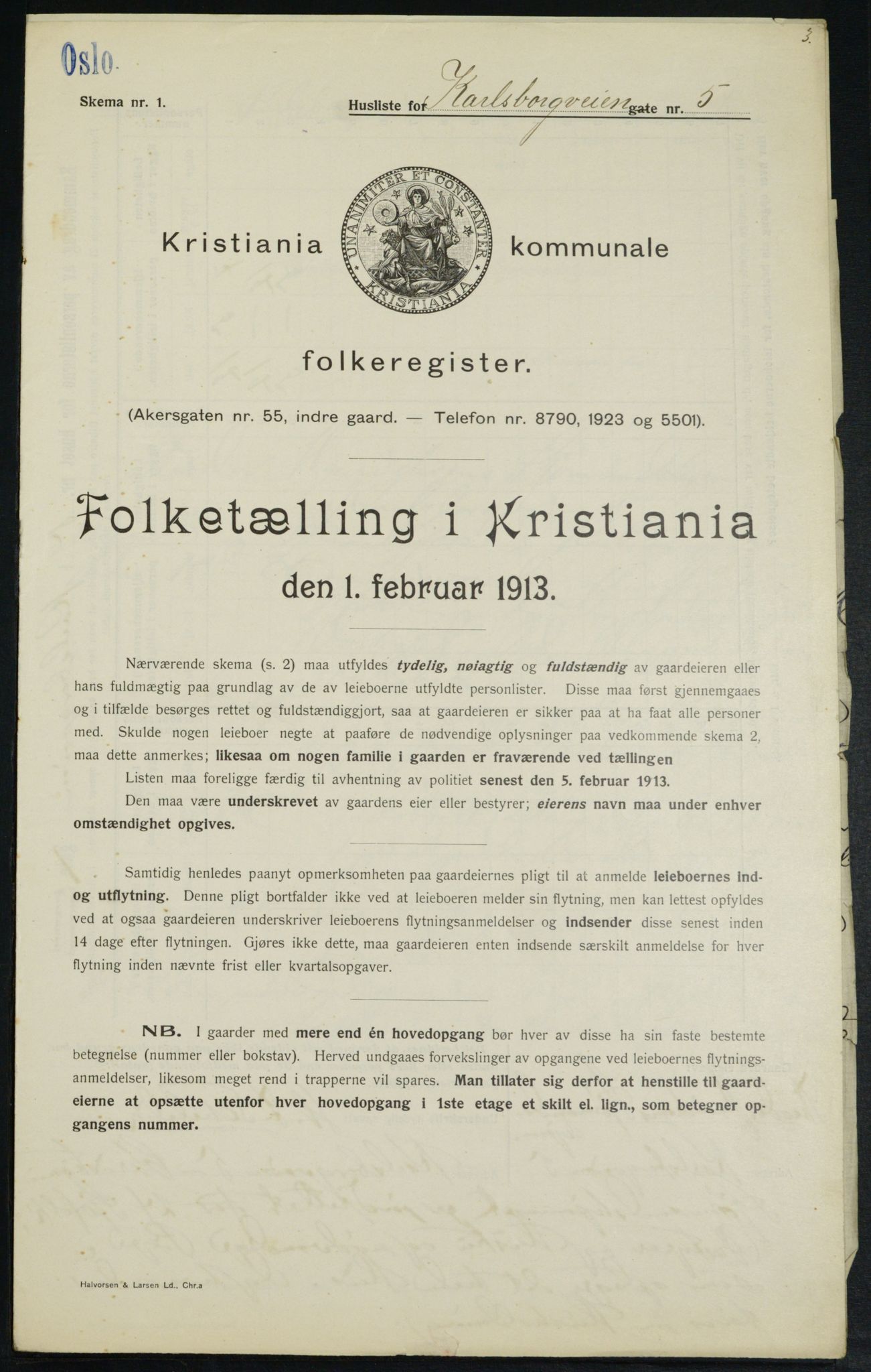 OBA, Municipal Census 1913 for Kristiania, 1913, p. 48696