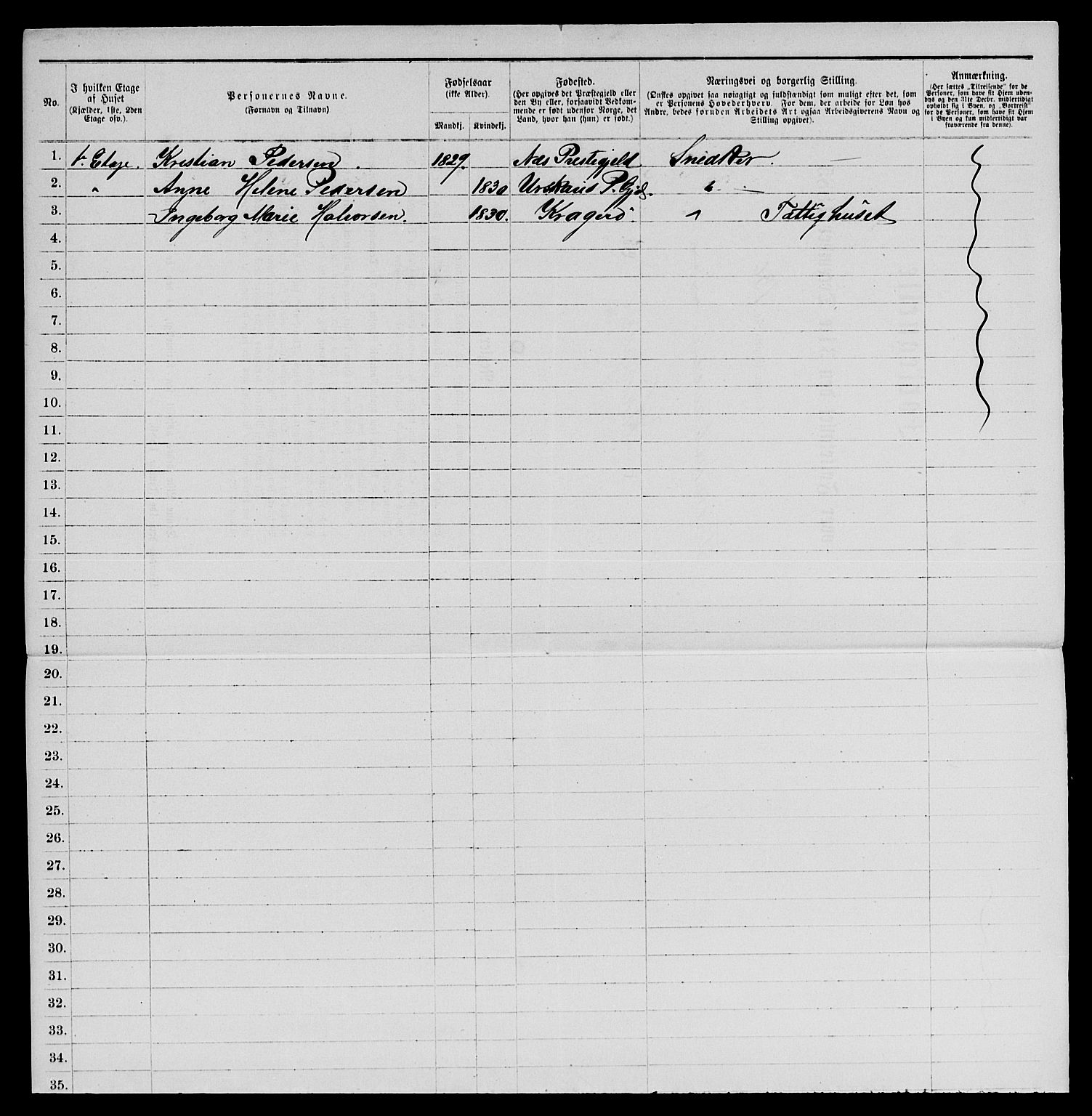 SAKO, 1885 census for 0801 Kragerø, 1885, p. 308