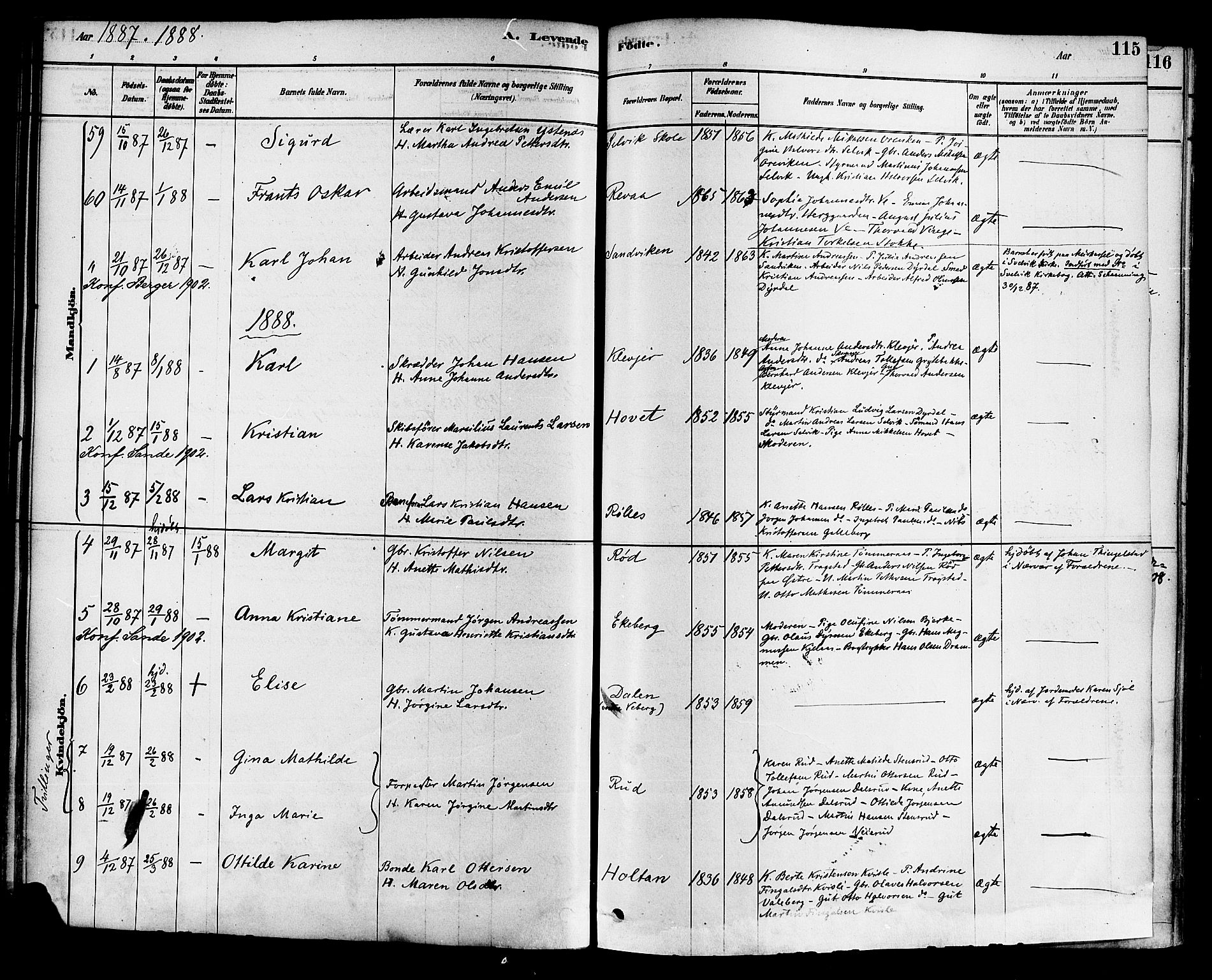 Sande Kirkebøker, AV/SAKO-A-53/F/Fa/L0006: Parish register (official) no. 6, 1878-1888, p. 115