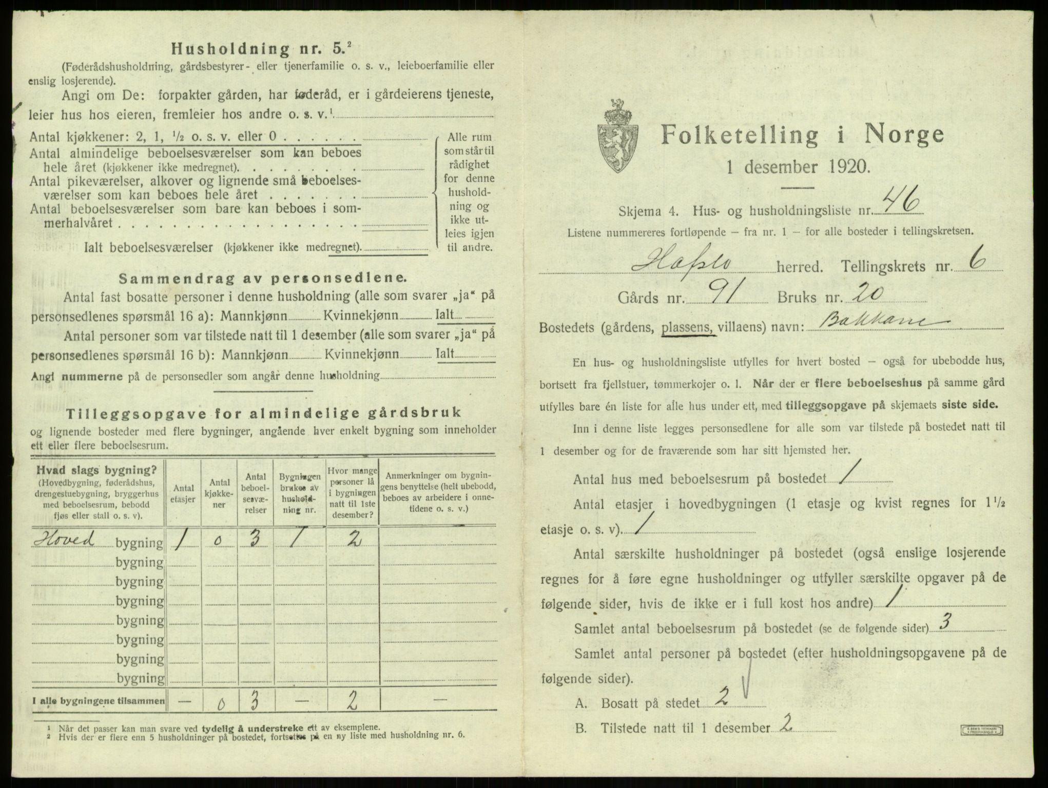 SAB, 1920 census for Hafslo, 1920, p. 767