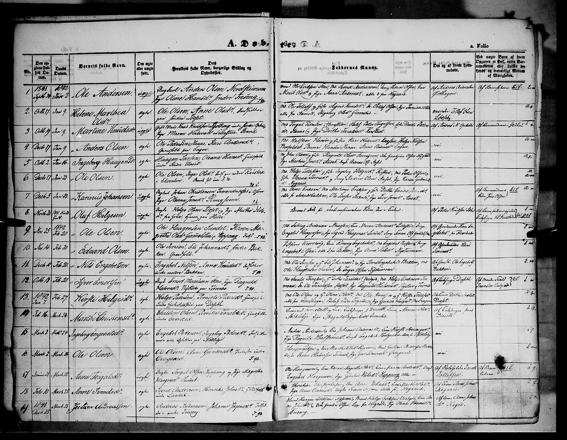 Åmot prestekontor, Hedmark, SAH/PREST-056/H/Ha/Haa/L0006: Parish register (official) no. 6, 1842-1861, p. 2