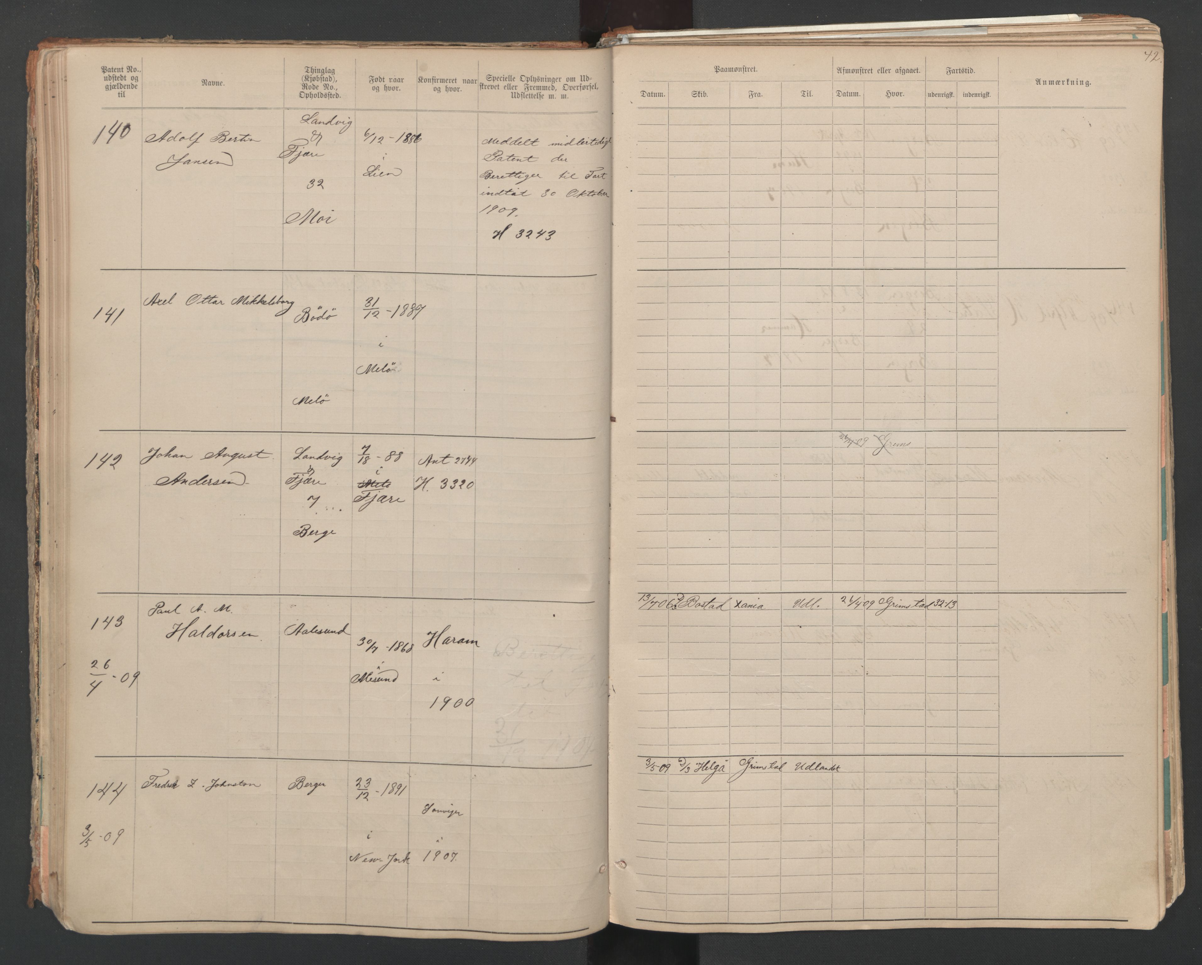 Grimstad mønstringskrets, AV/SAK-2031-0013/F/Fa/L0007: Annotasjonsrulle nr 1-265 og hovedrulle B nr 1-160, V-20, 1894-1949, p. 43