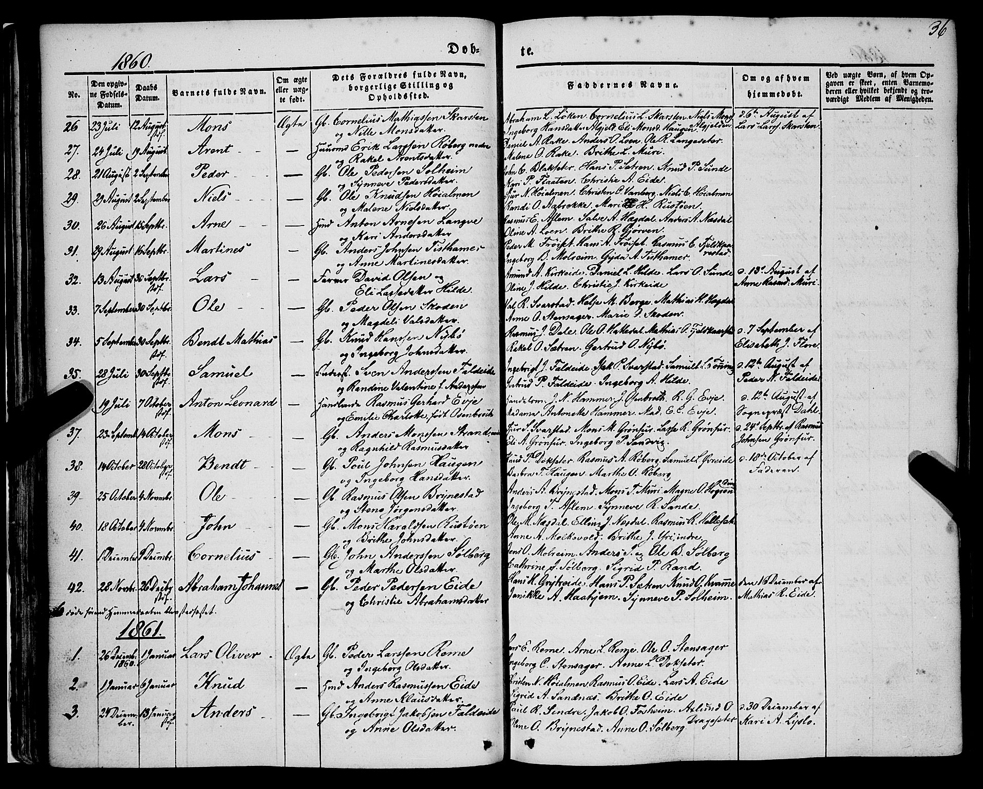 Innvik sokneprestembete, AV/SAB-A-80501: Parish register (official) no. A 5, 1847-1865, p. 36