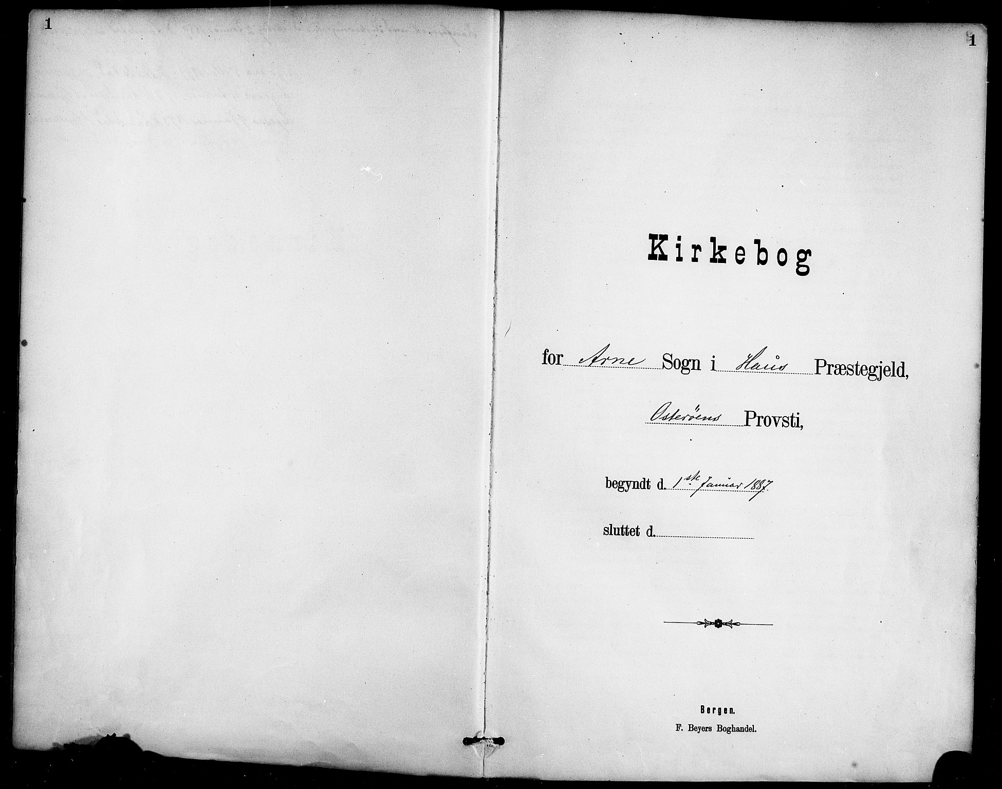 Haus sokneprestembete, SAB/A-75601/H/Haa/Haad/L0001: Parish register (official) no. D 1, 1887-1898, p. 1