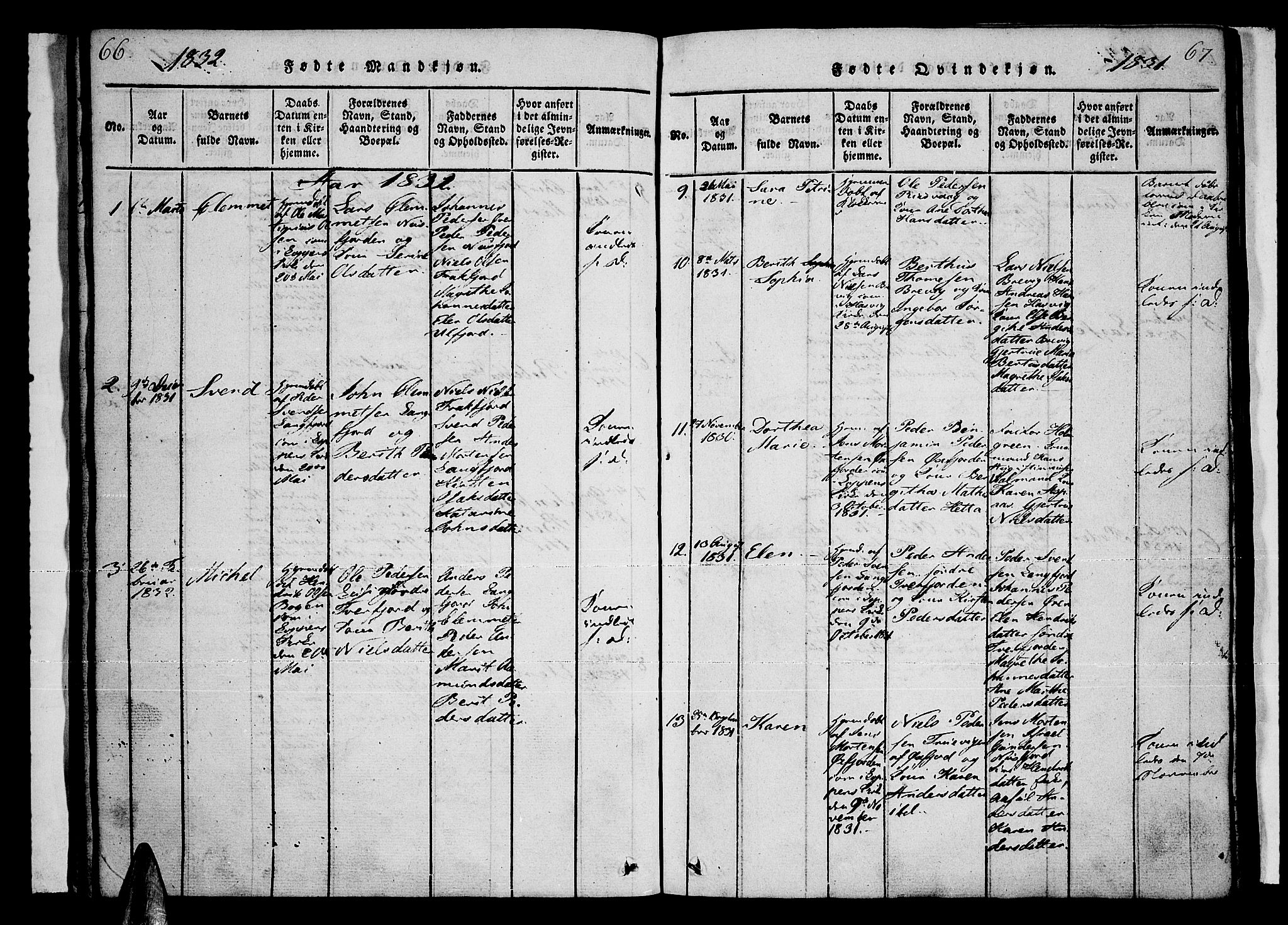 Loppa sokneprestkontor, AV/SATØ-S-1339/H/Ha/L0003kirke: Parish register (official) no. 3, 1820-1848, p. 66-67