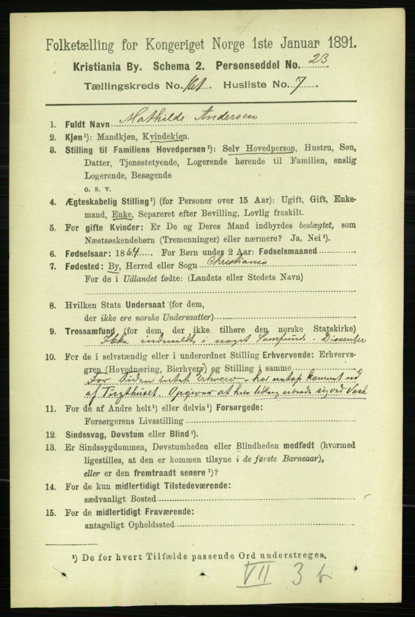 RA, 1891 census for 0301 Kristiania, 1891, p. 91743