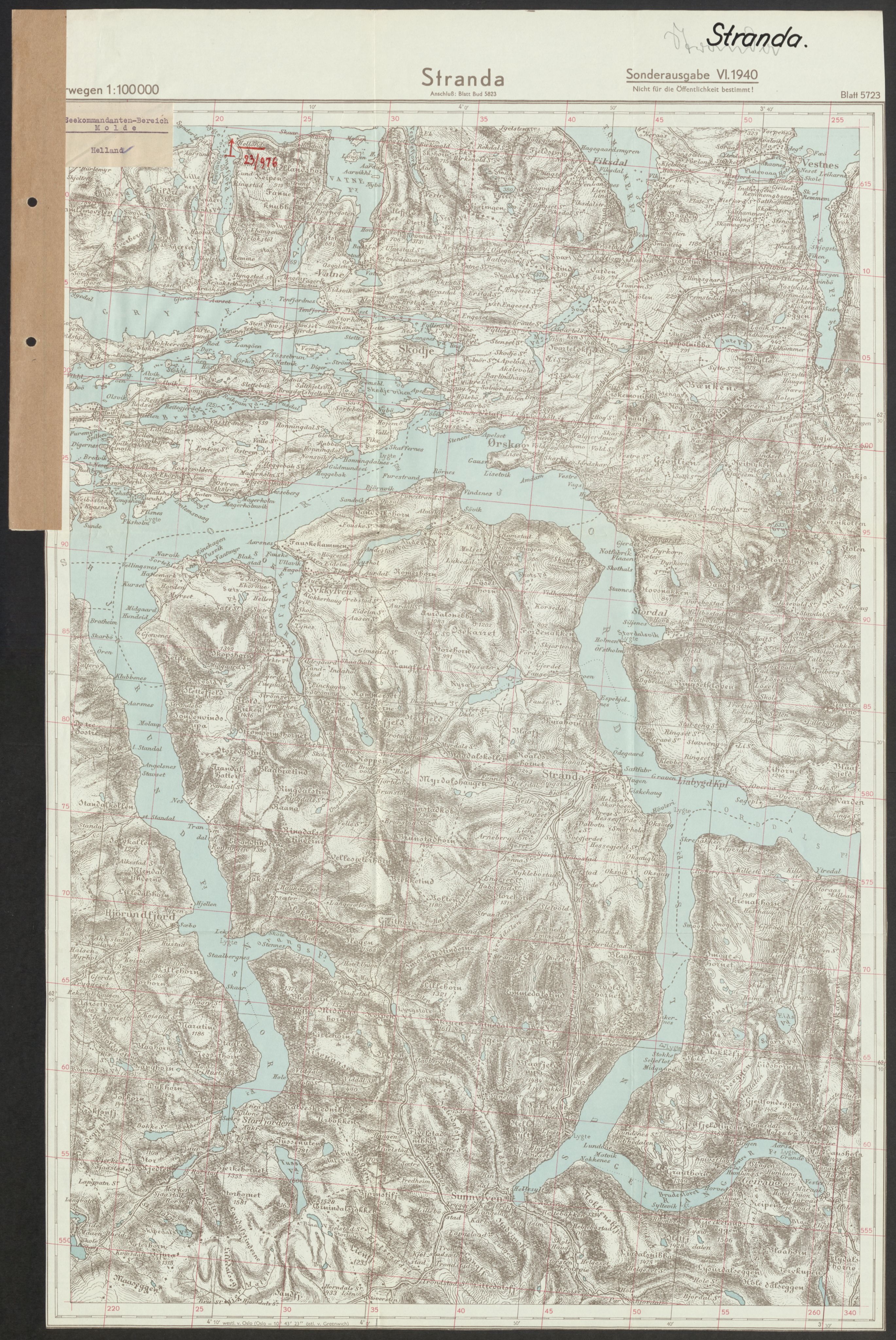 Forsvaret, Generalinspektør og sjefen for Kystartilleriet, AV/RA-RAFA-2045/F/Fa/L0016: Tyske oversiktskarter over festningsanlegg, 1940-1945, p. 254