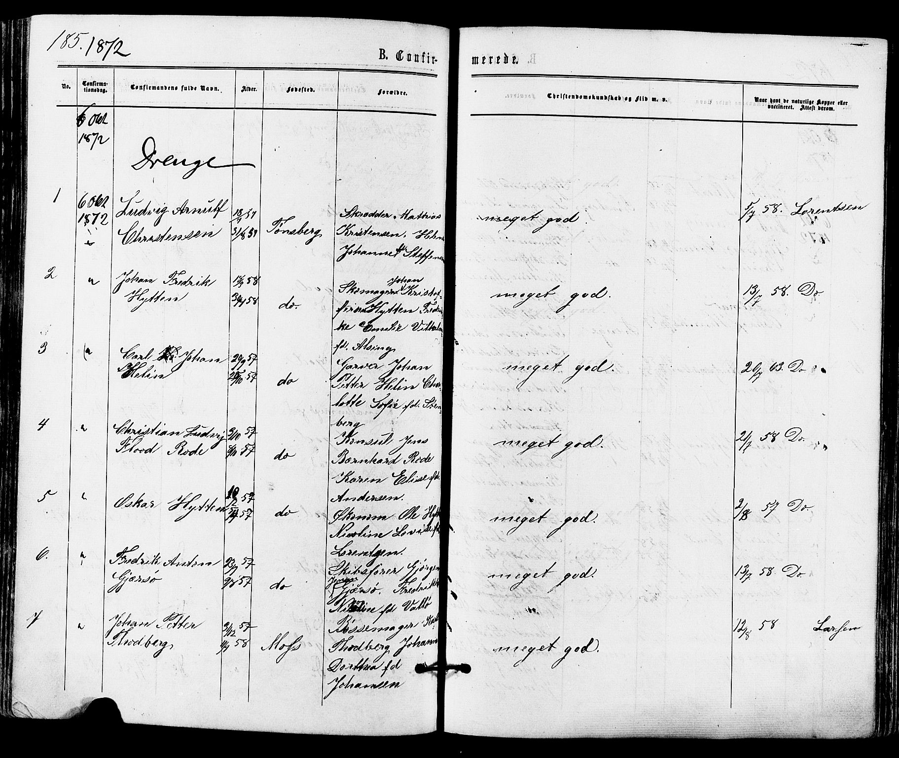 Tønsberg kirkebøker, AV/SAKO-A-330/F/Fa/L0009: Parish register (official) no. I 9, 1865-1873, p. 185