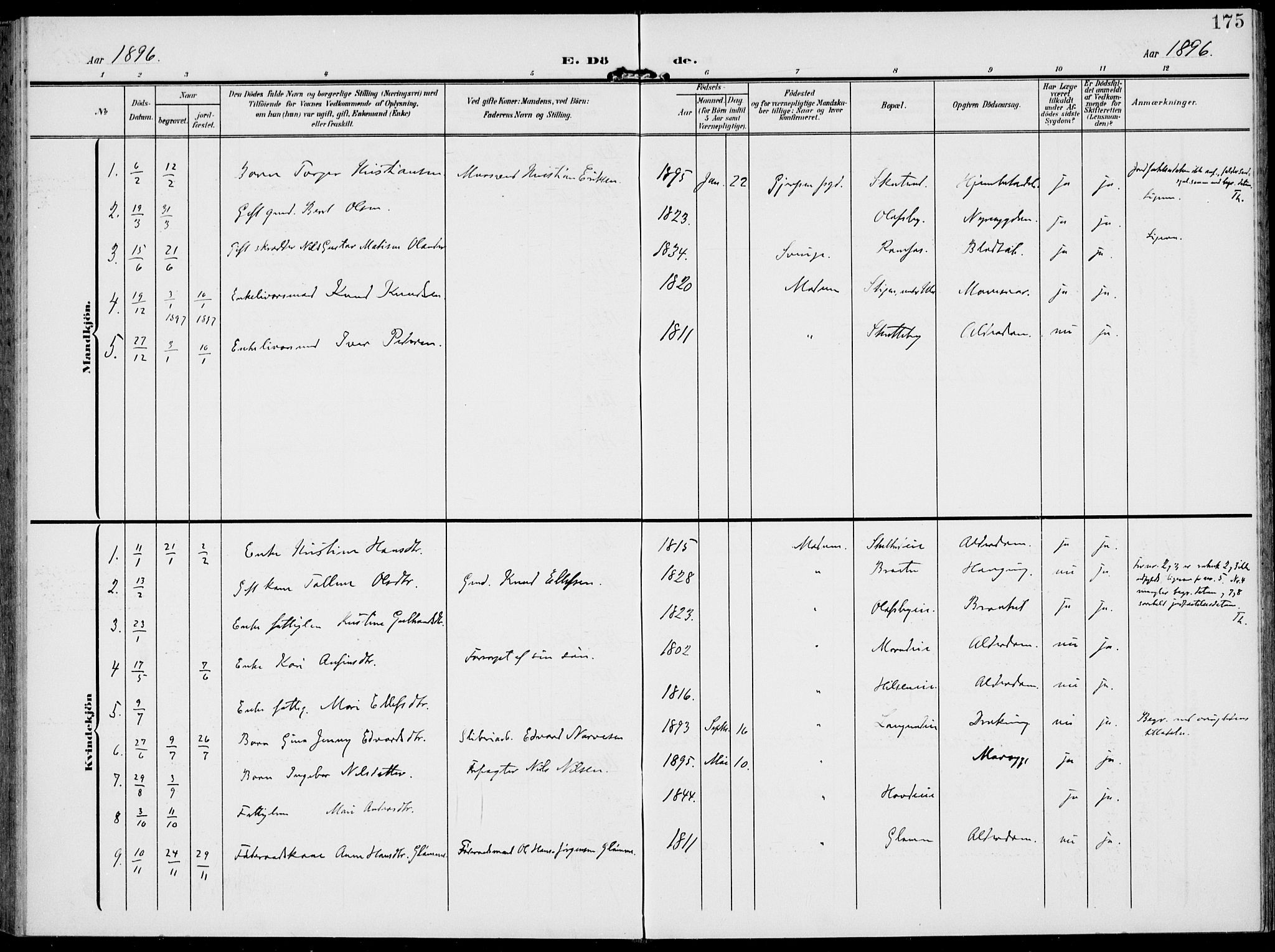 Modum kirkebøker, AV/SAKO-A-234/F/Fa/L0019: Parish register (official) no. 19, 1890-1914, p. 175